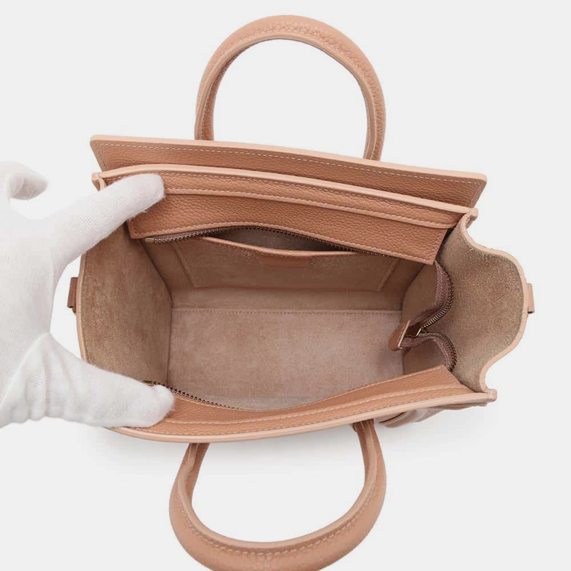 Celine Desert Rose Leather Luggage Nano Tote  Bag 