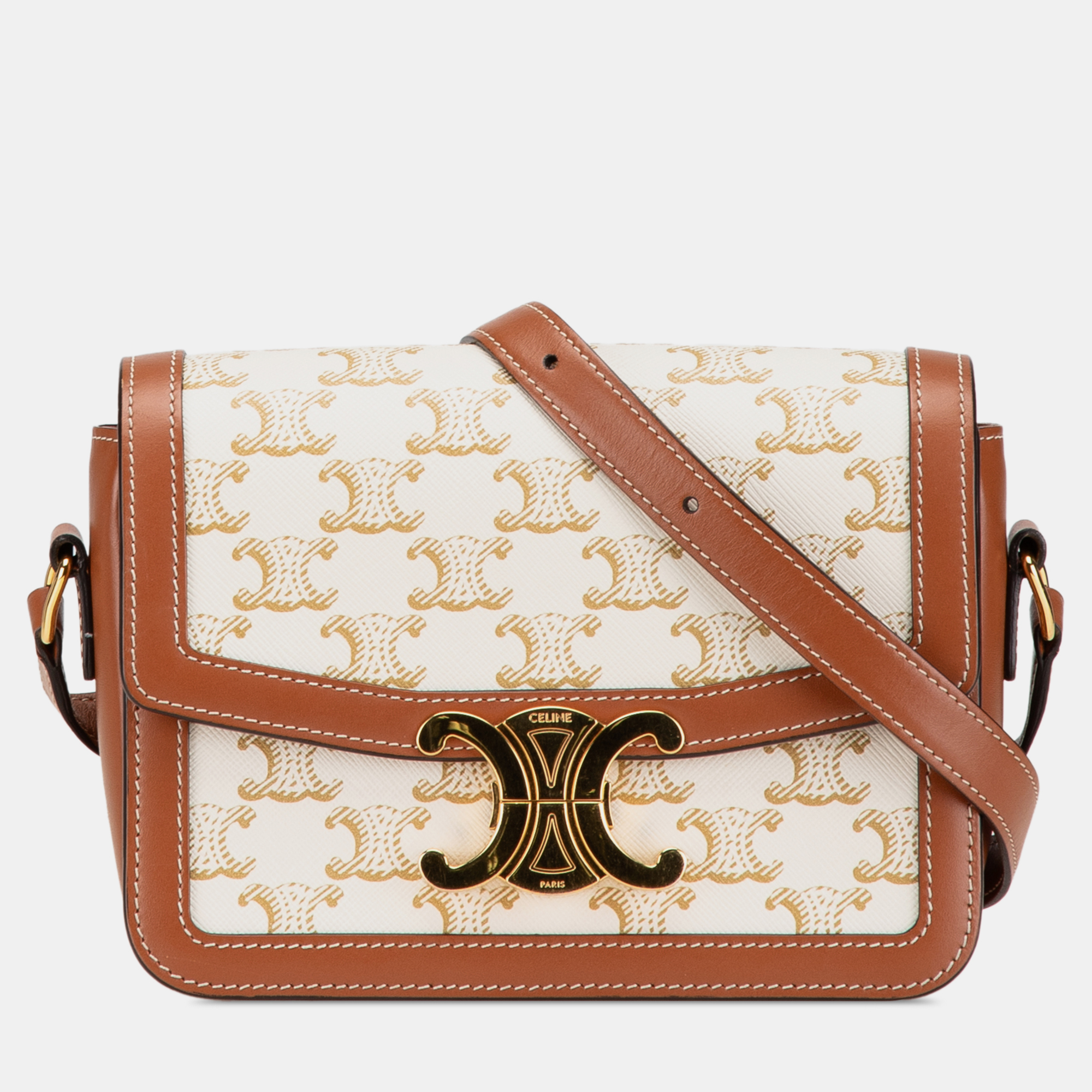 

Celine White Coated Canvas Teen Triomphe Crossbody Bag