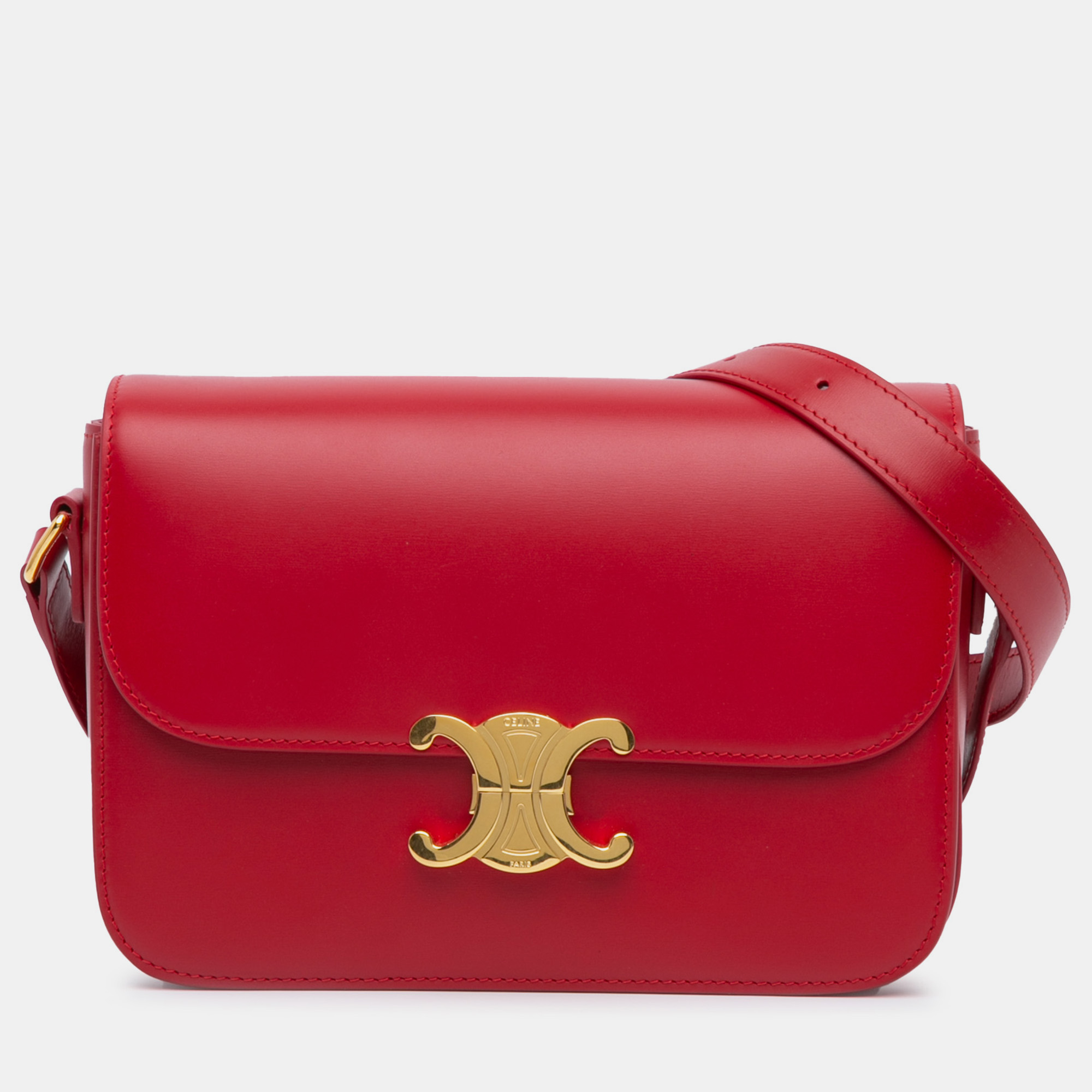 

Celine Red Classique Shiny Calfskin Triomphe Crossbody