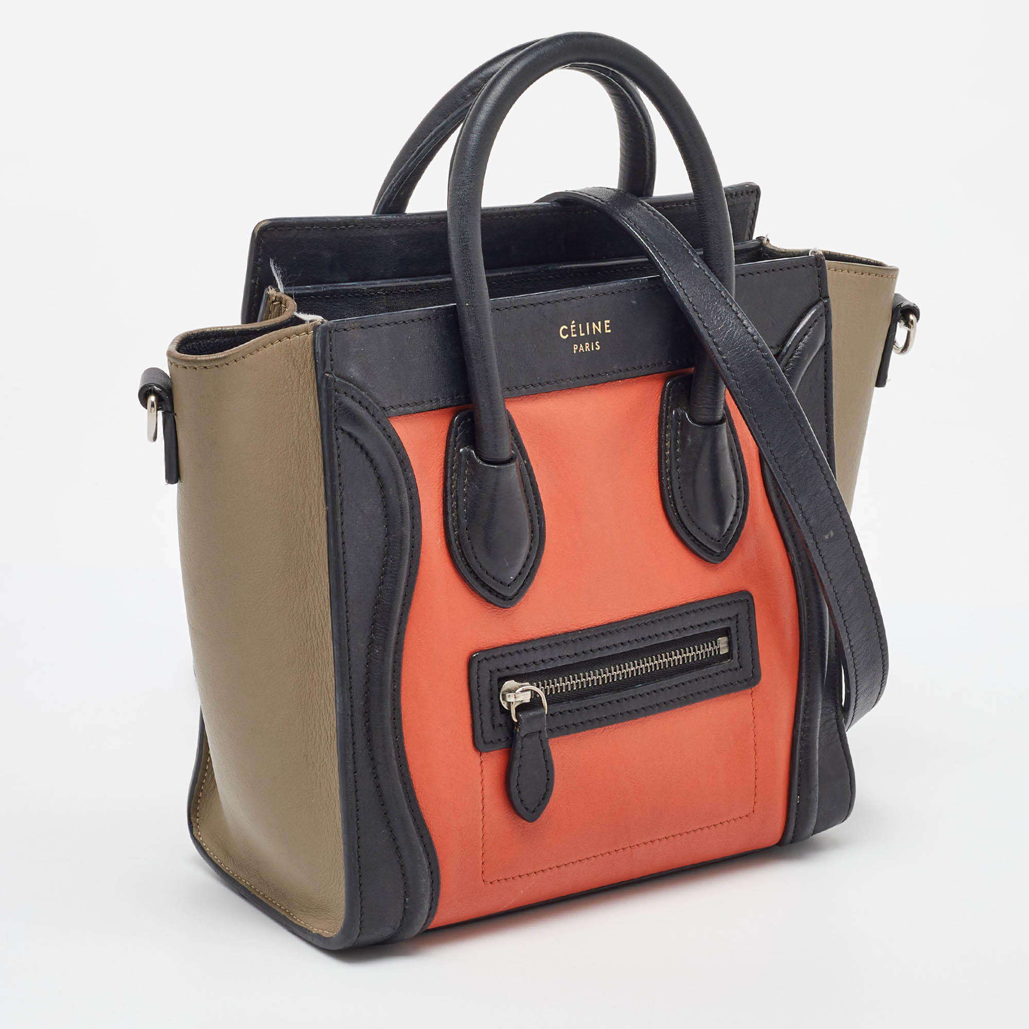 Celine Tricolor Leather Nano Luggage Tote 
