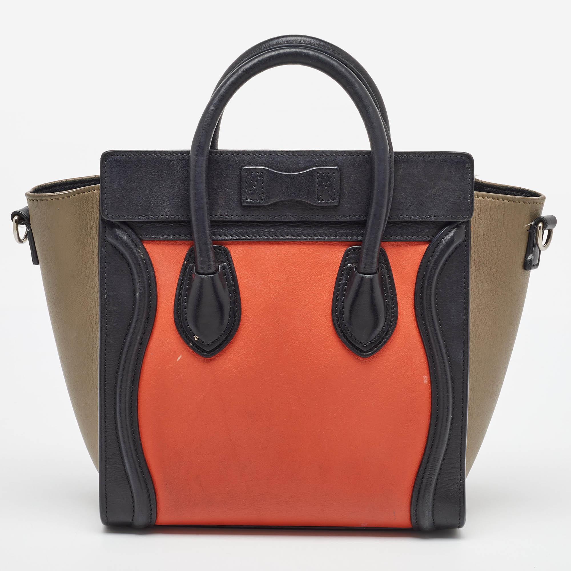 Celine Tricolor Leather Nano Luggage Tote 