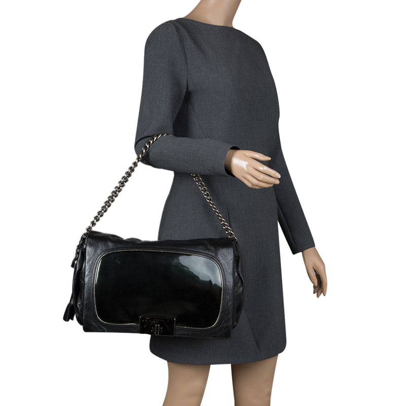 

Celine Black Leather Turnlock Chain Shoulder Bag