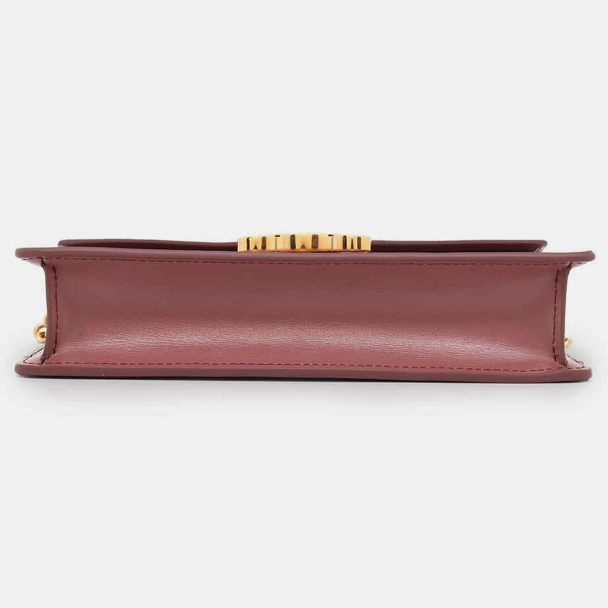 Celine Vintage Rose Shiny Calf Leather Triomphe Chain Shoulder Bag 