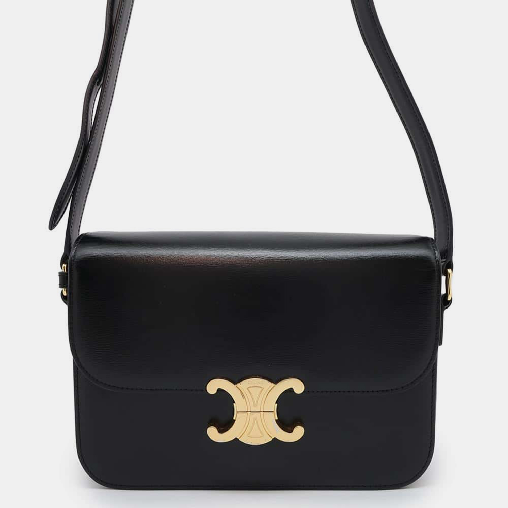 

Celine Black Shiny Calf Leather Teen Triomphe Shoulder Bag