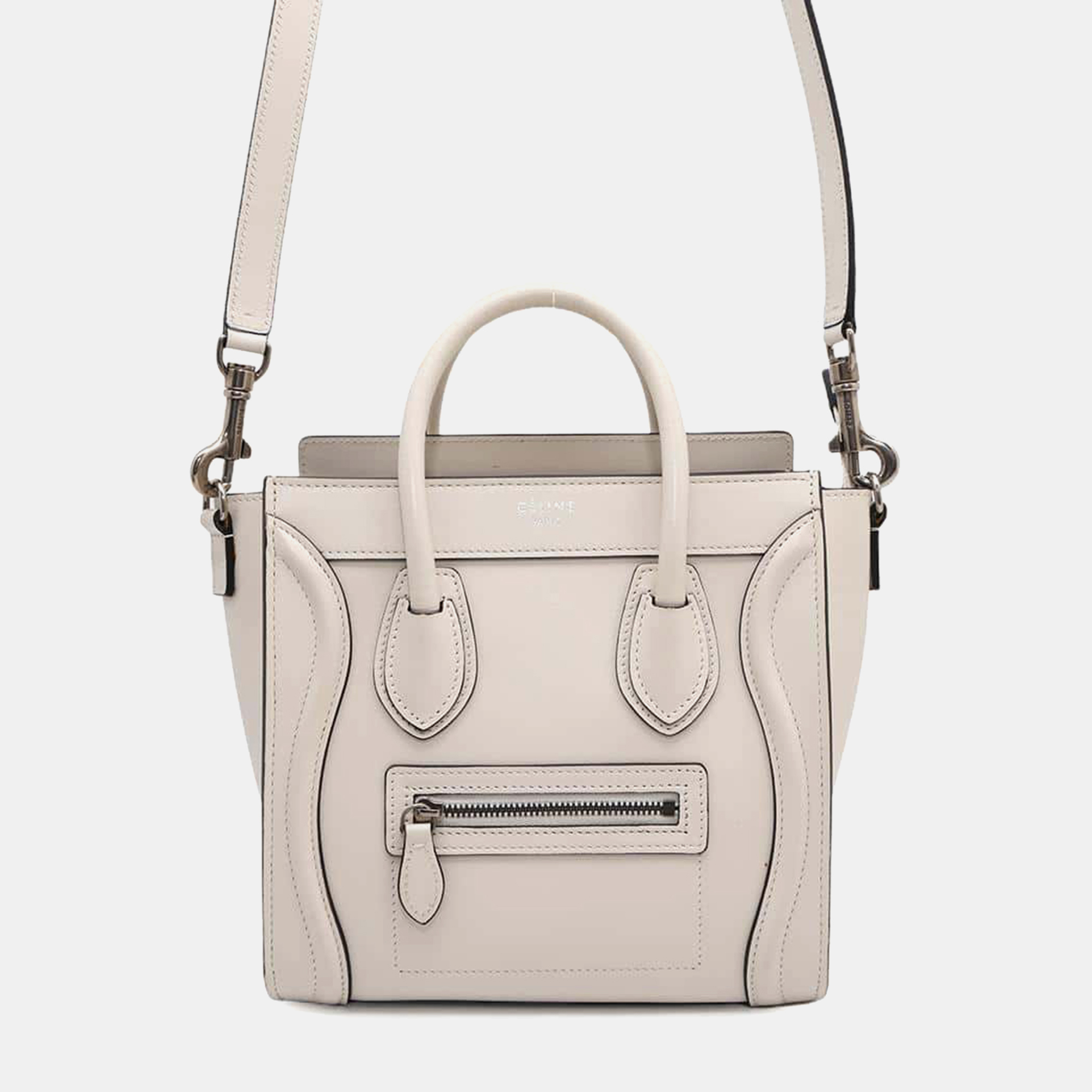 

Celine White Leather Size Nano Luggage Shopper Bag