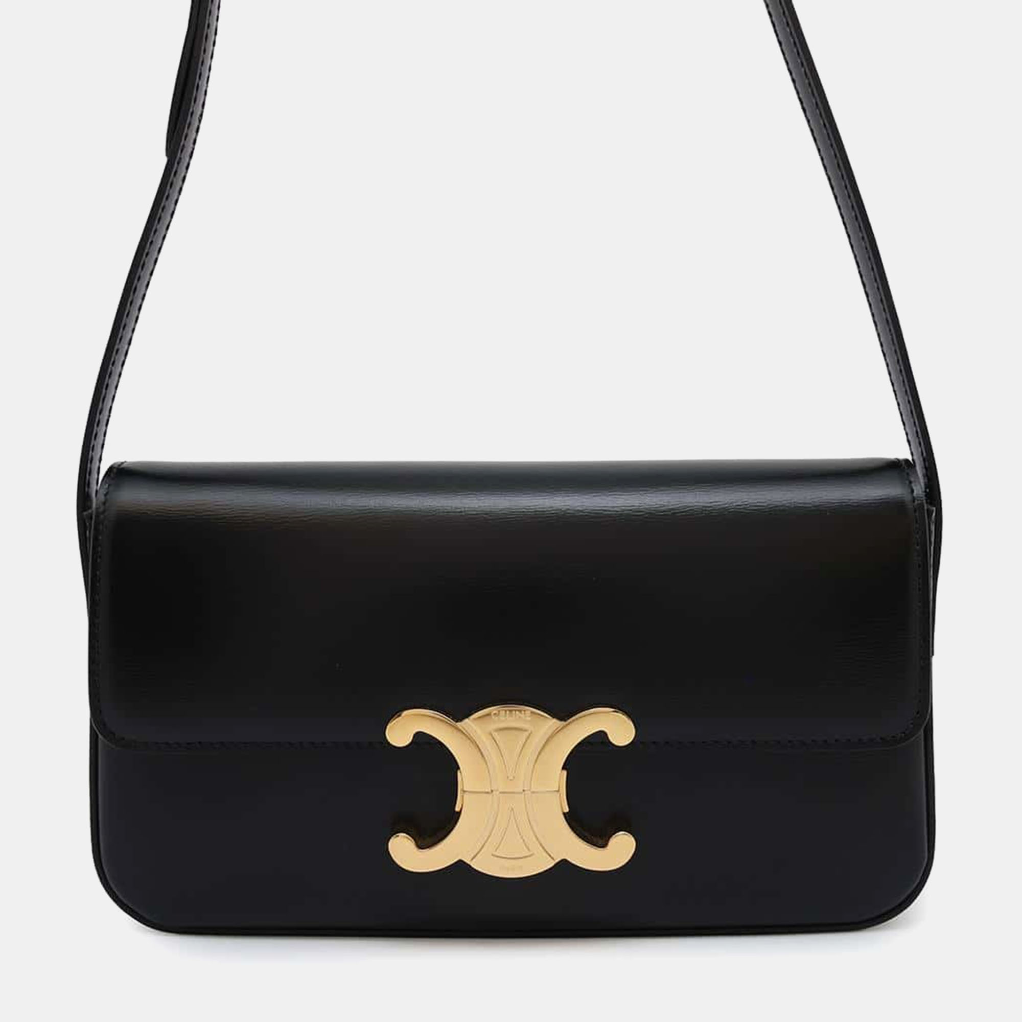 

Celine Triomphe Claude Black Shiny Calf Leather Shoulder Bag