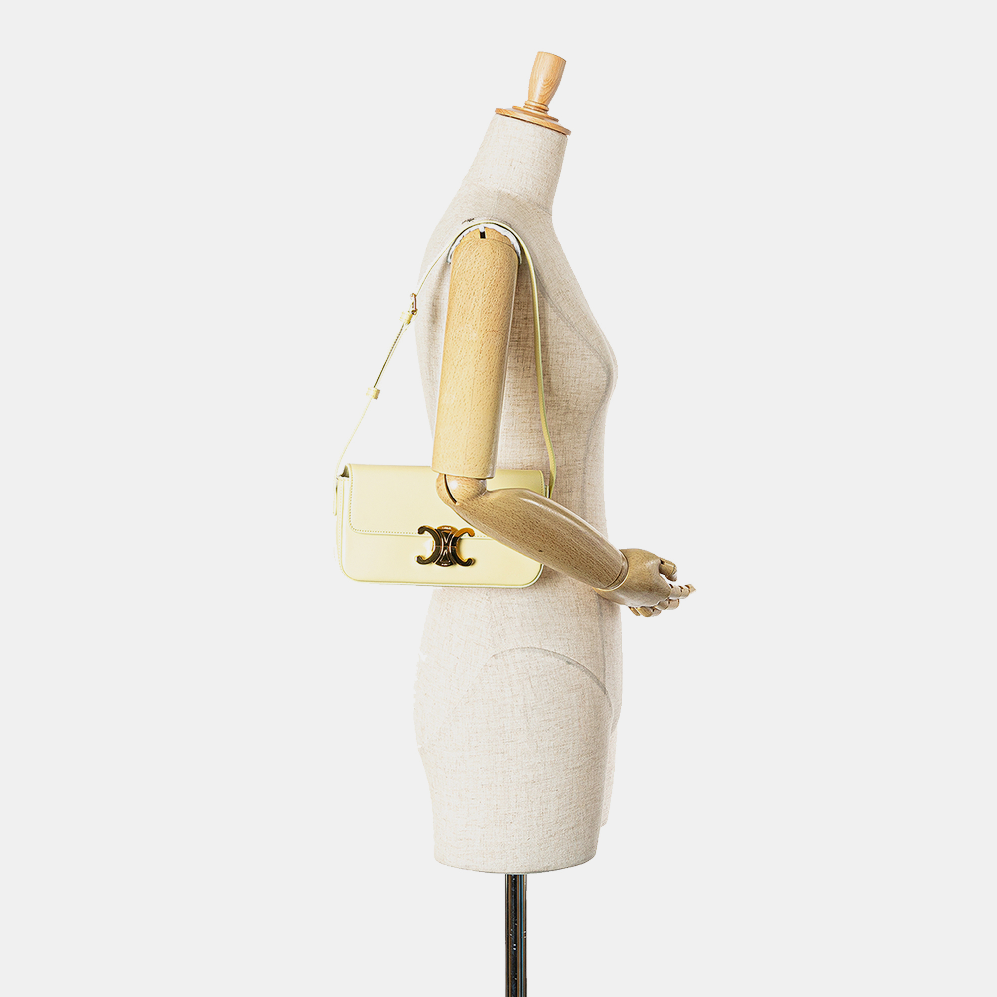 Celine Yellow Leather Triomphe Claude Shoulder Bag 