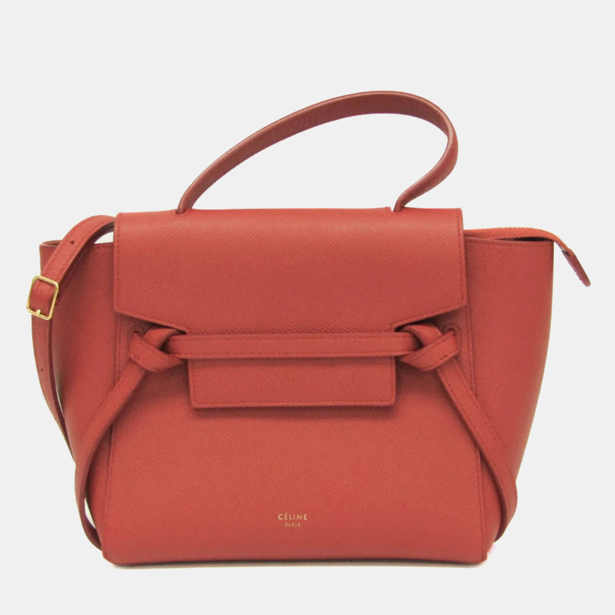 

Celine Belt Bag Nano Leather Red Brown Shoulder Bag