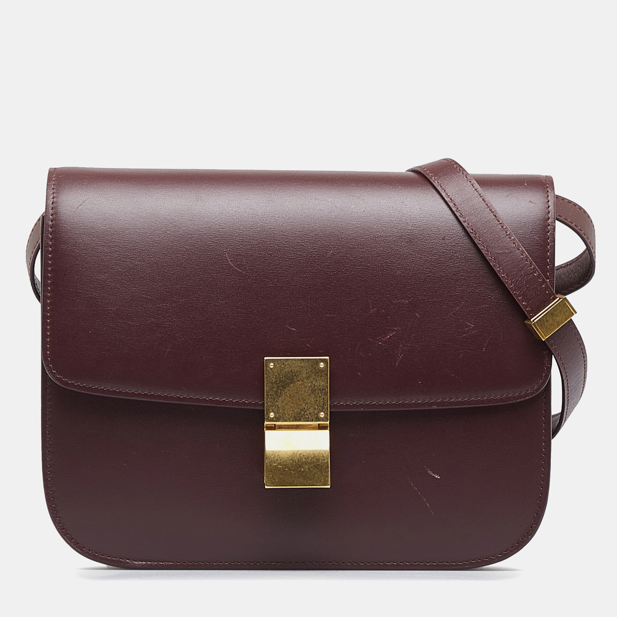 

Celine Burgundy Medium Calfskin Classic Box Bag