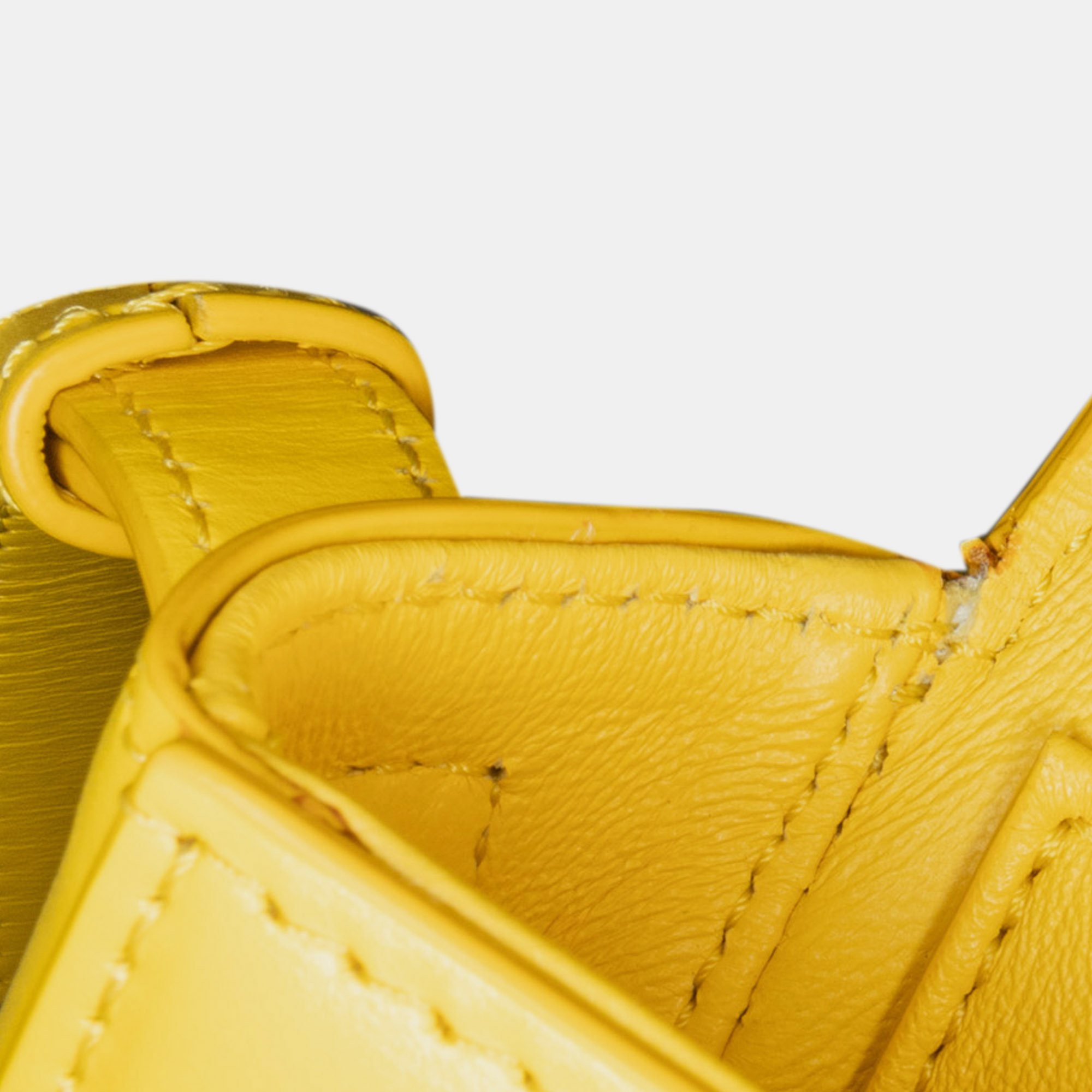 Celine Yellow Teen Shiny Calfskin Triomphe Crossbody Bag 