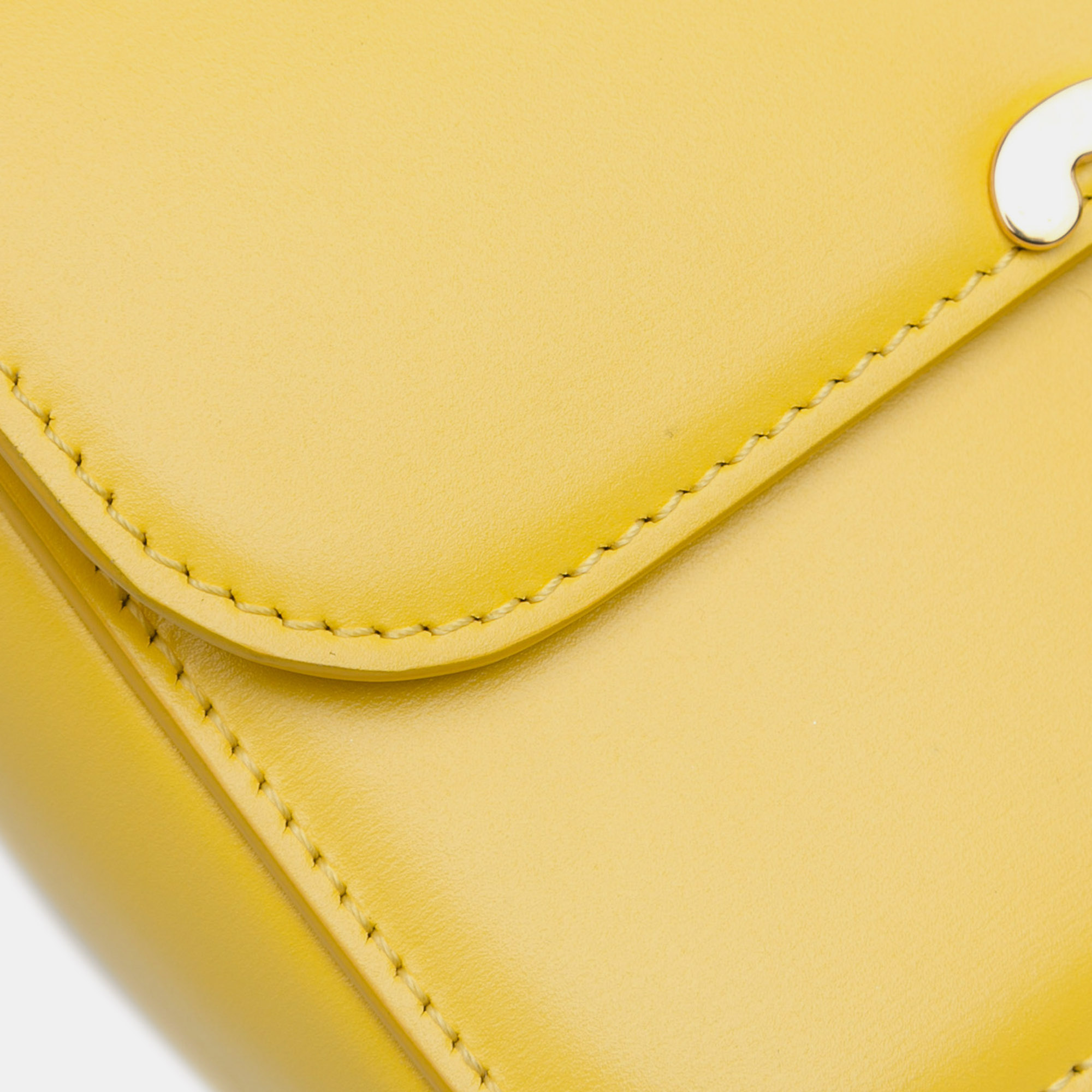 Celine Yellow Teen Shiny Calfskin Triomphe Crossbody Bag 