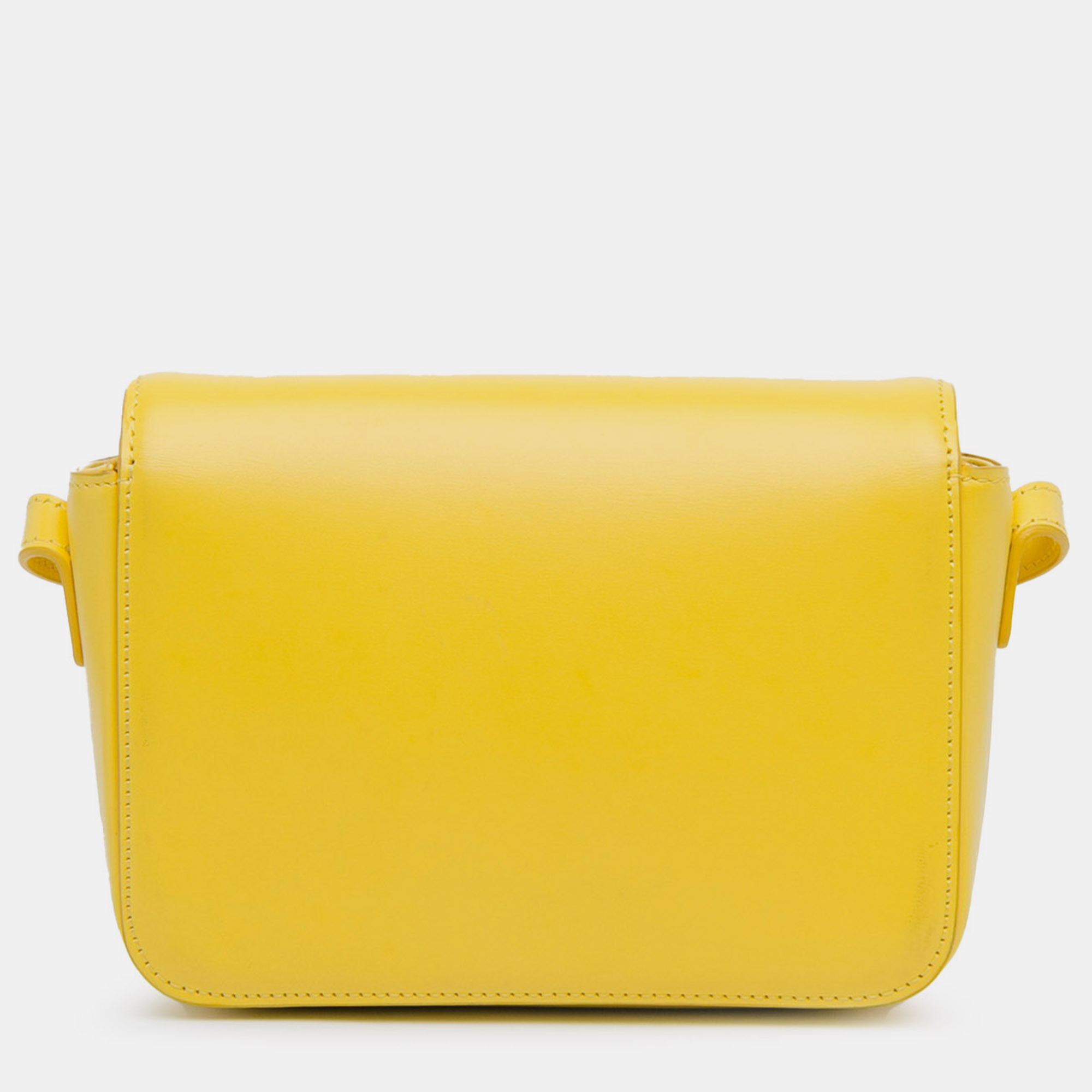 Celine Yellow Teen Shiny Calfskin Triomphe Crossbody Bag 