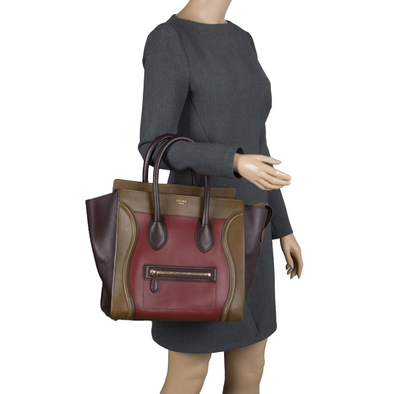 

Celine Tri Color Leather Mini Luggage Tote, Multicolor