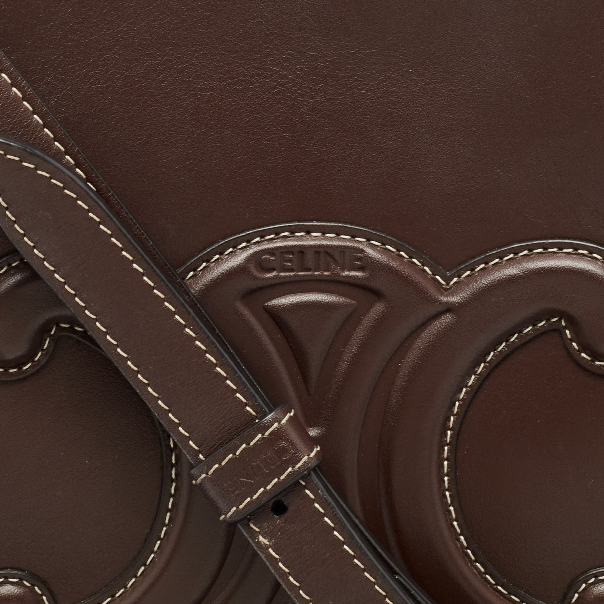 Celine Dark Brown Leather Small Triomphe Bucket Bag 