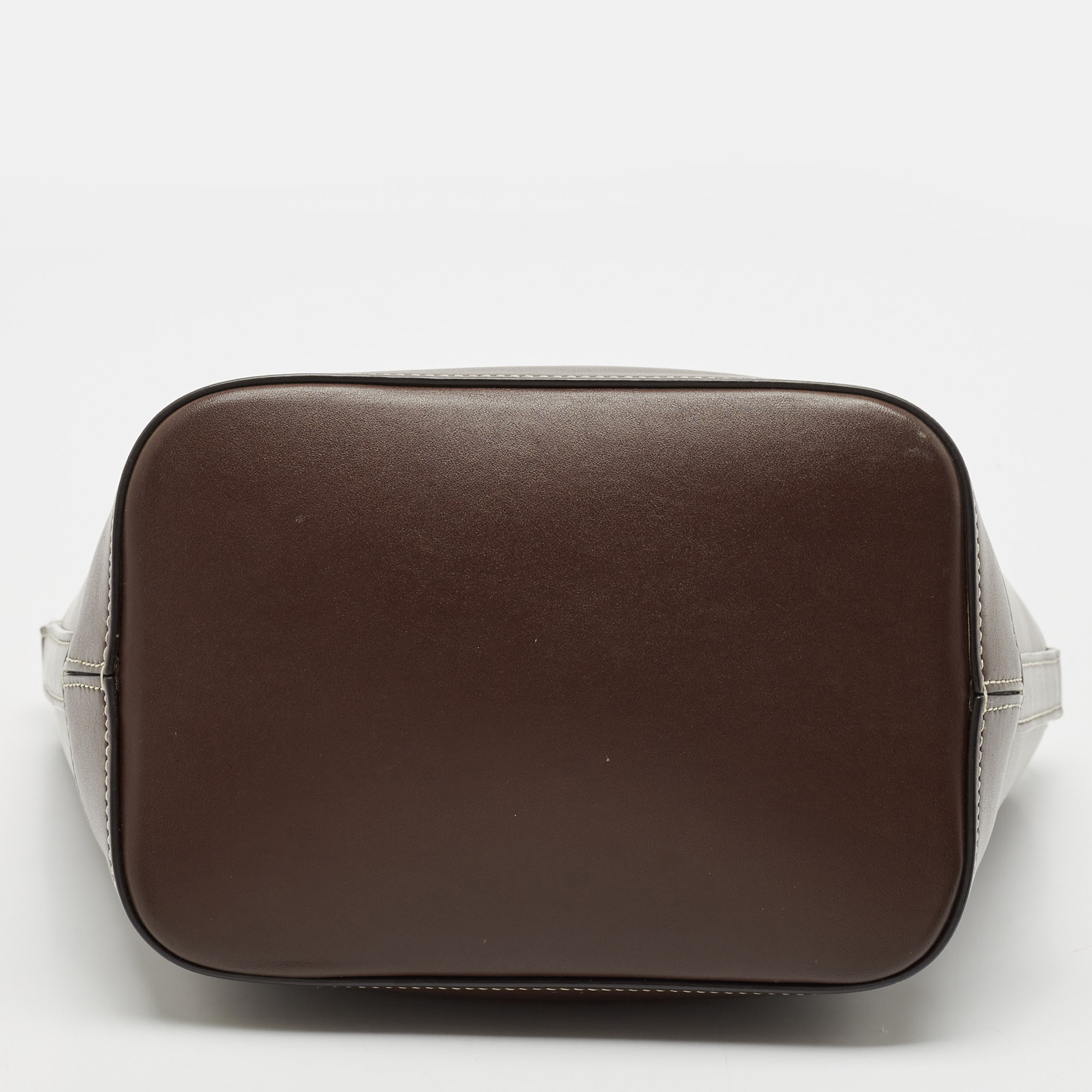 Celine Dark Brown Leather Small Triomphe Bucket Bag 