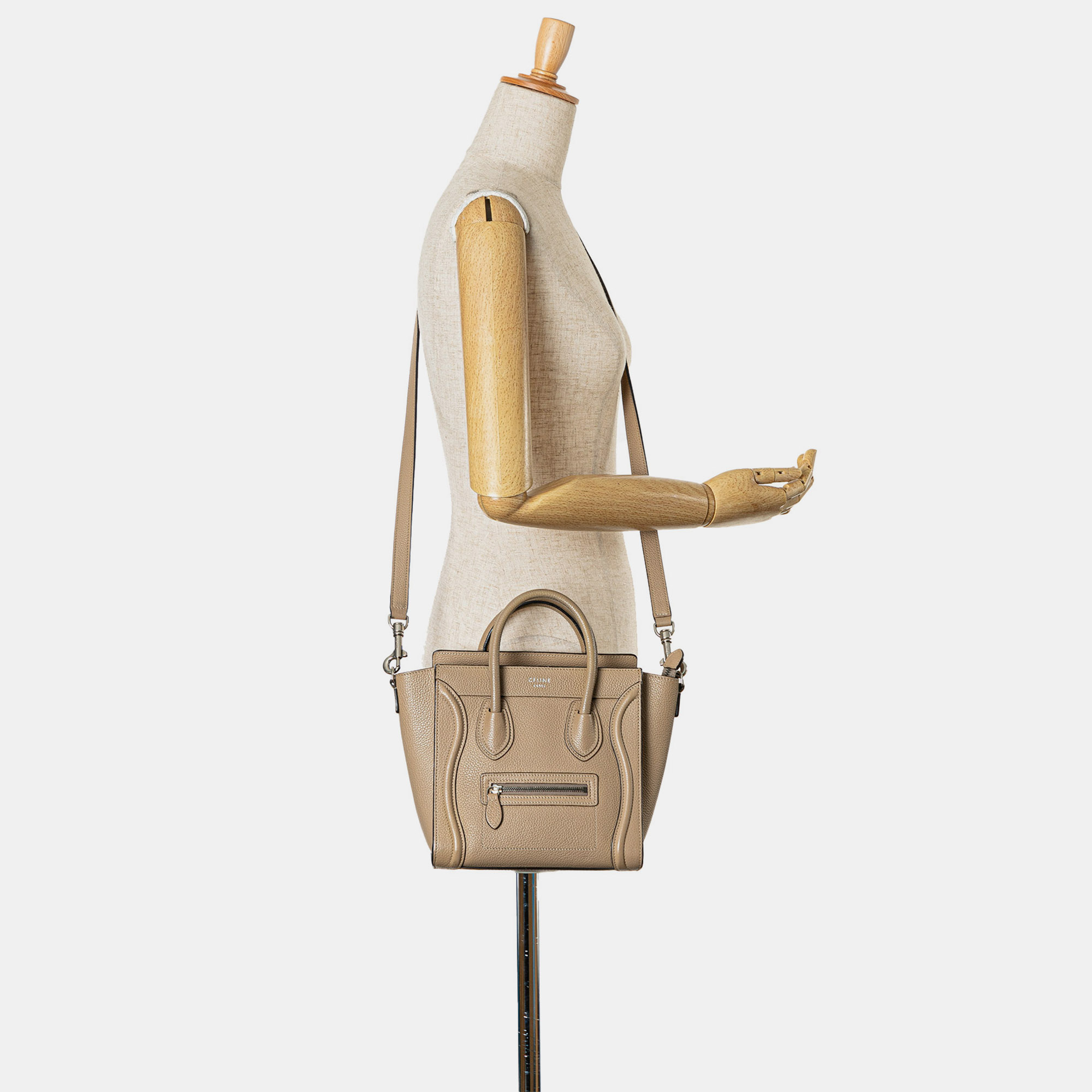 Celine Brown Nano Leather Luggage Tote 