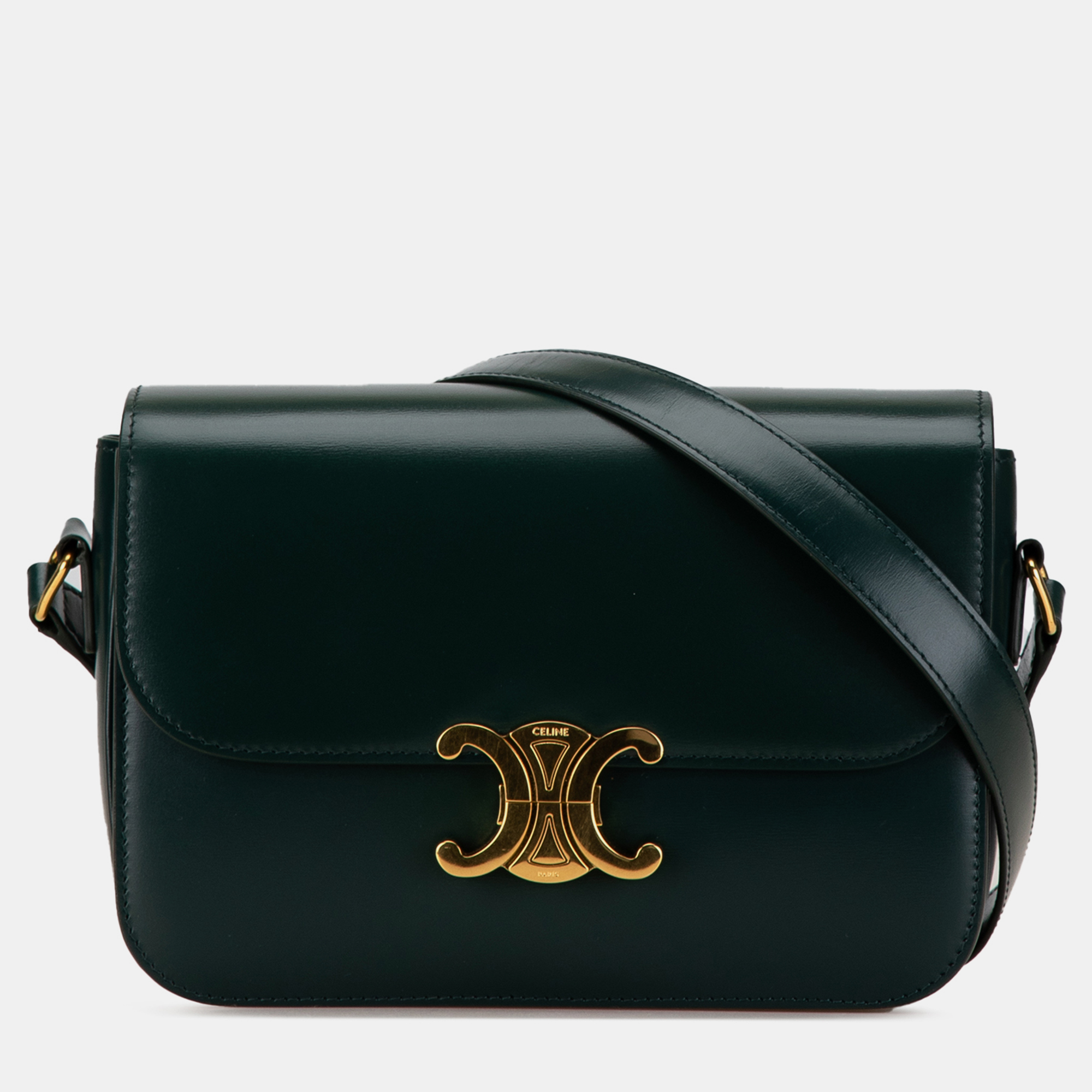 

Celine Green Classique Shiny Calfskin Triomphe Crossbody