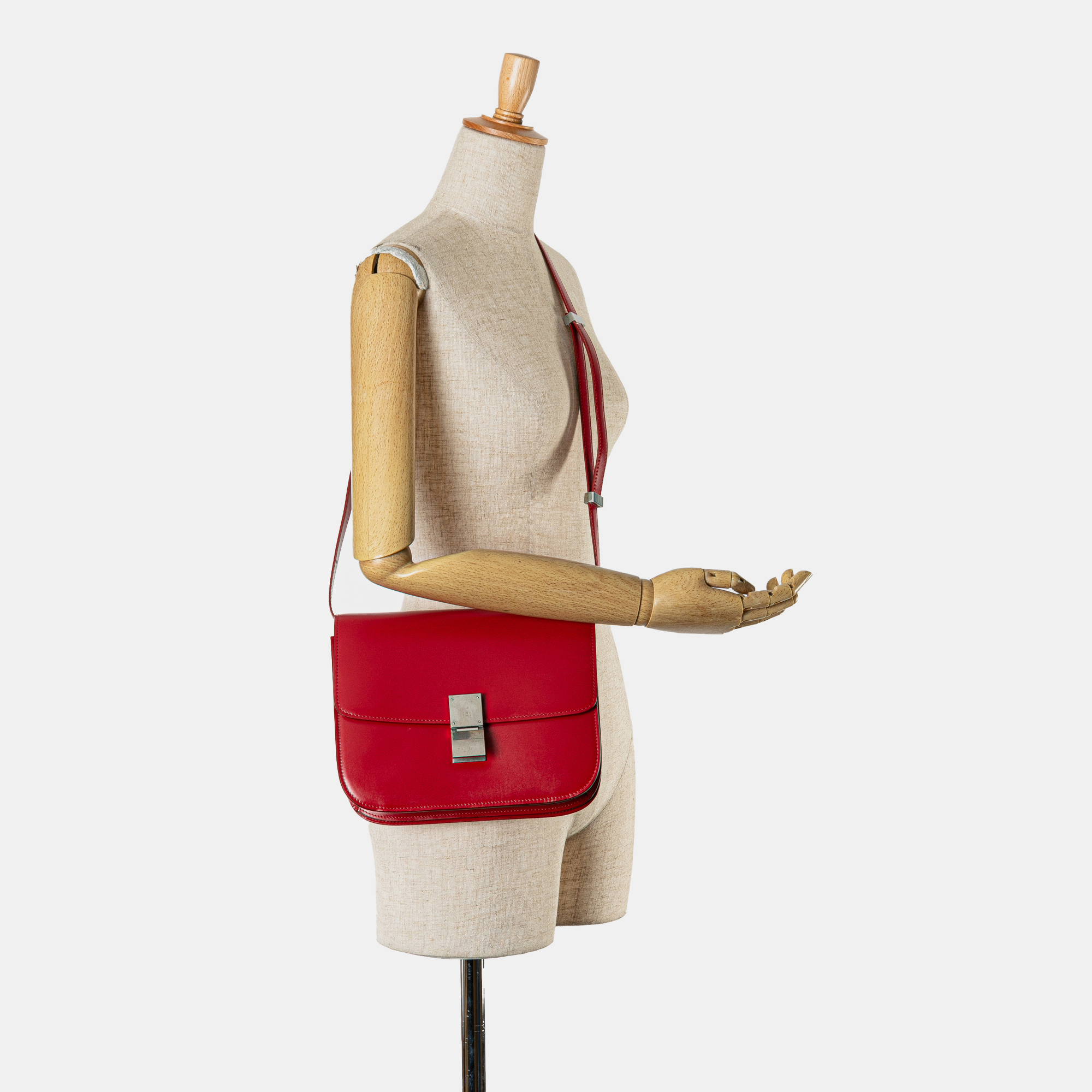 Celine Red Medium Calfskin Classic Box 