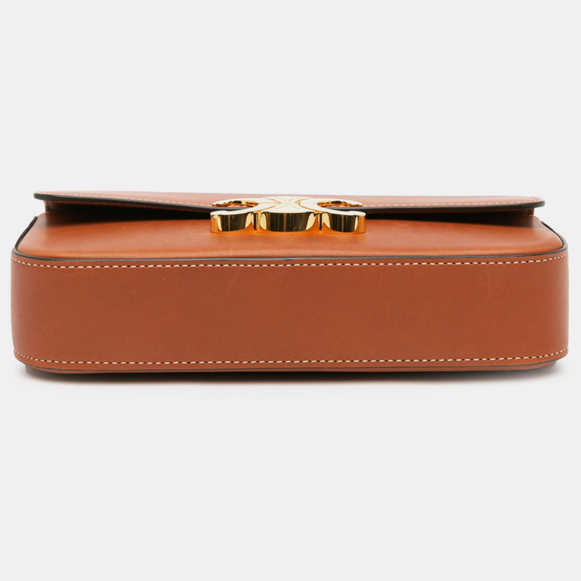 Celine Brown Leather Triomphe Claude Shoulder Bag 