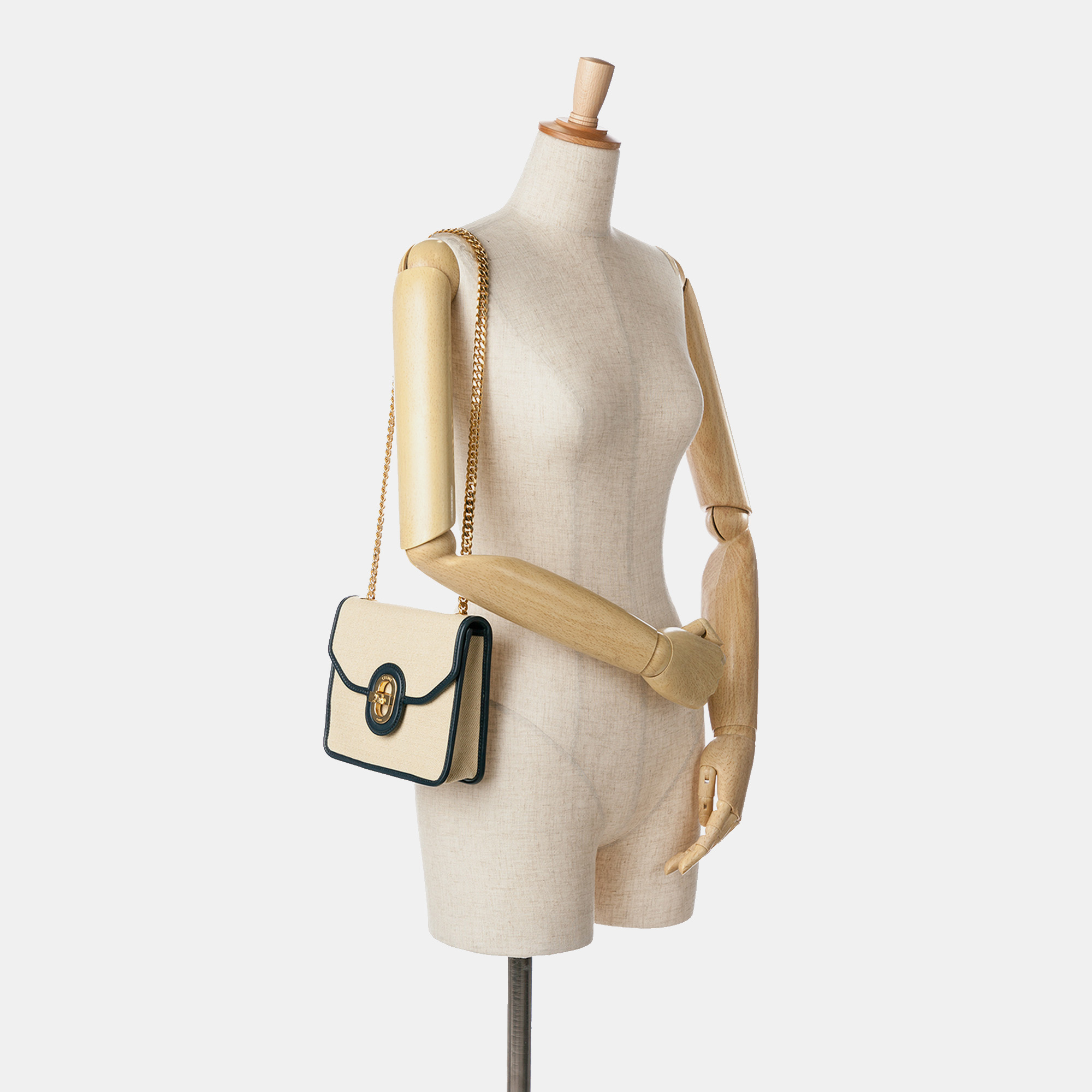 Celine Brown Canvas Sulky Clutch With Chain 