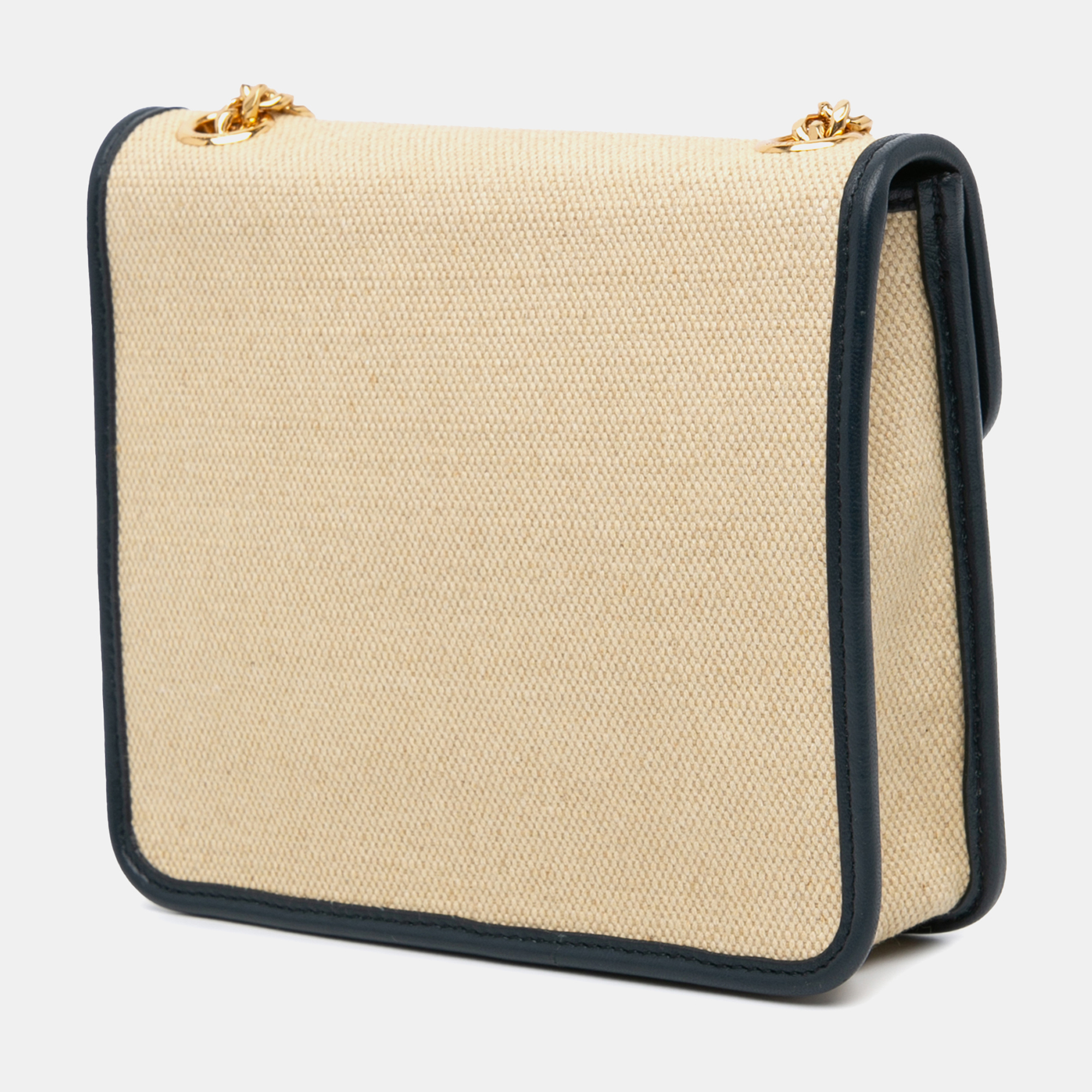 Celine Brown Canvas Sulky Clutch With Chain 