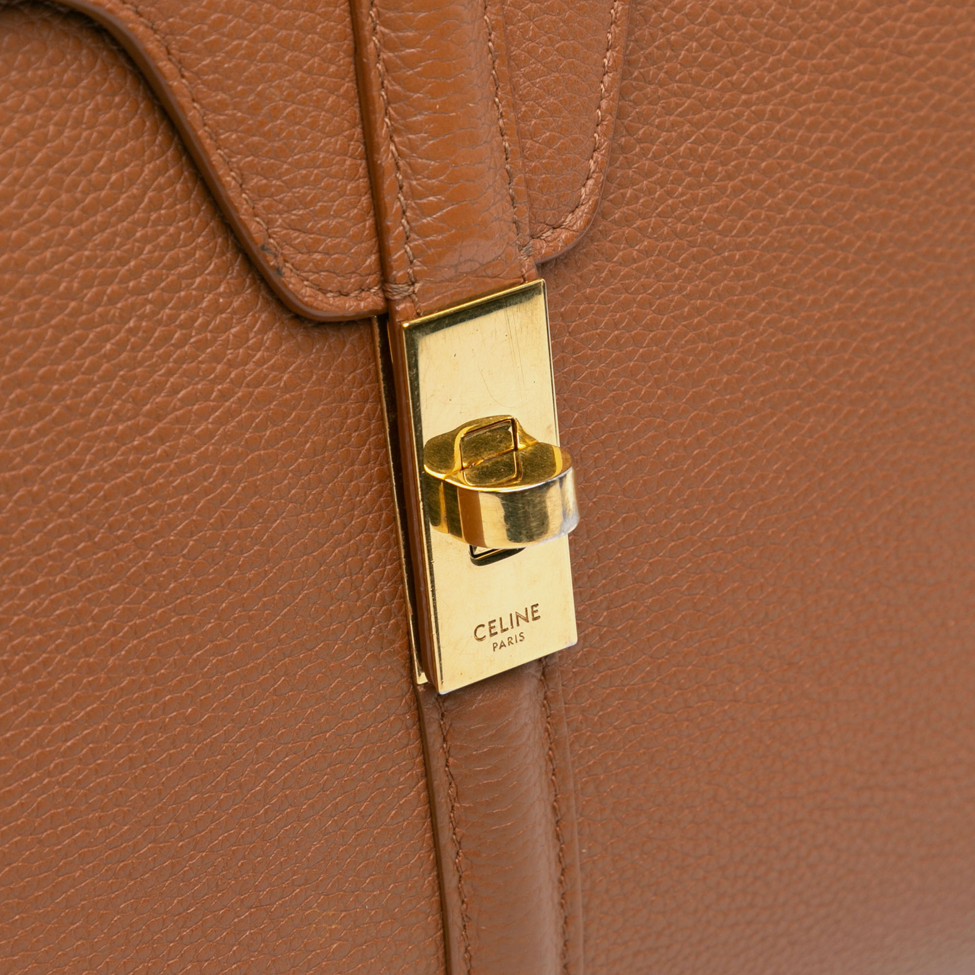 Celine Brown Medium Leather 16 Satchel Bag 