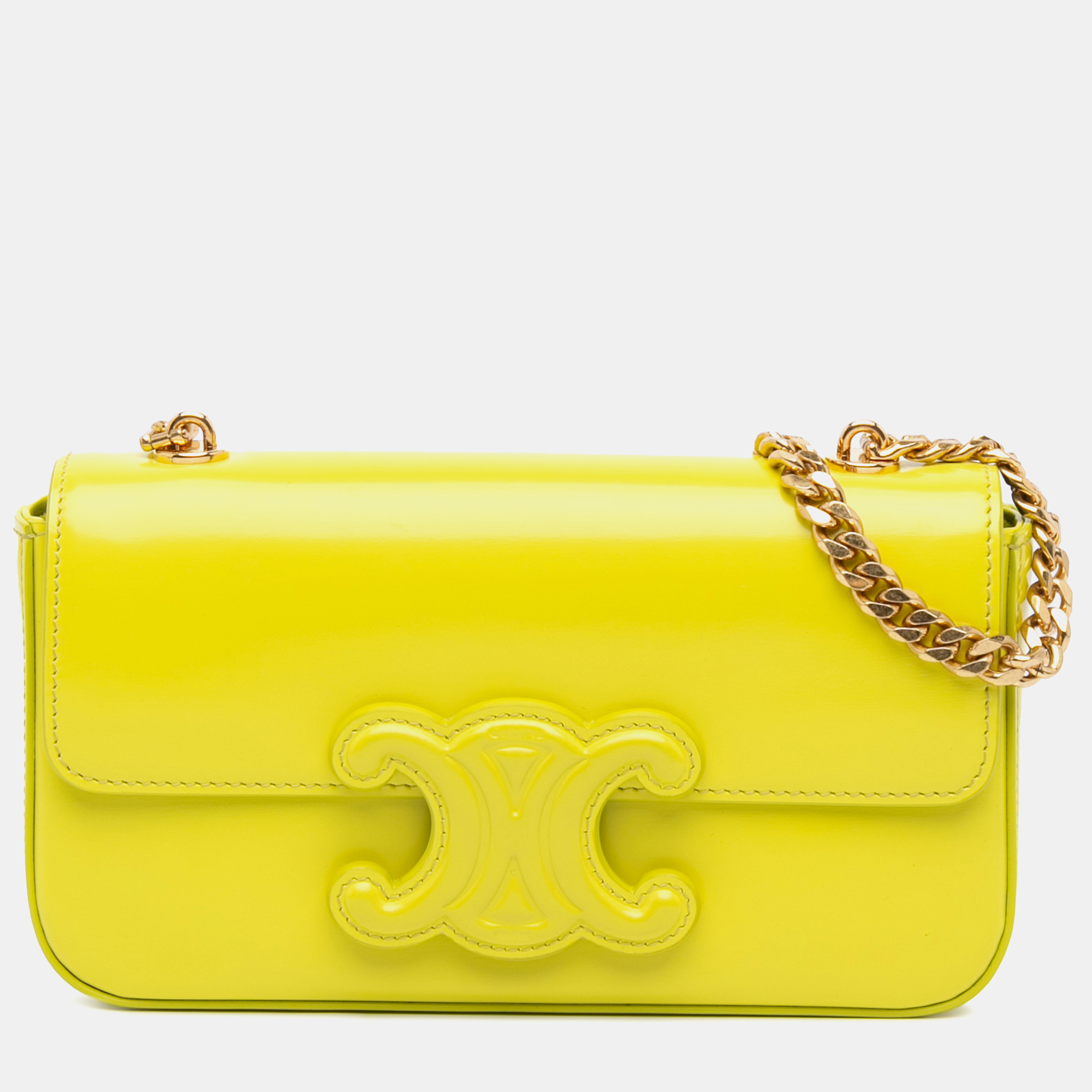 

Celine Neon Yellow Leather Triomphe Cuir Chain Shoulder Bag