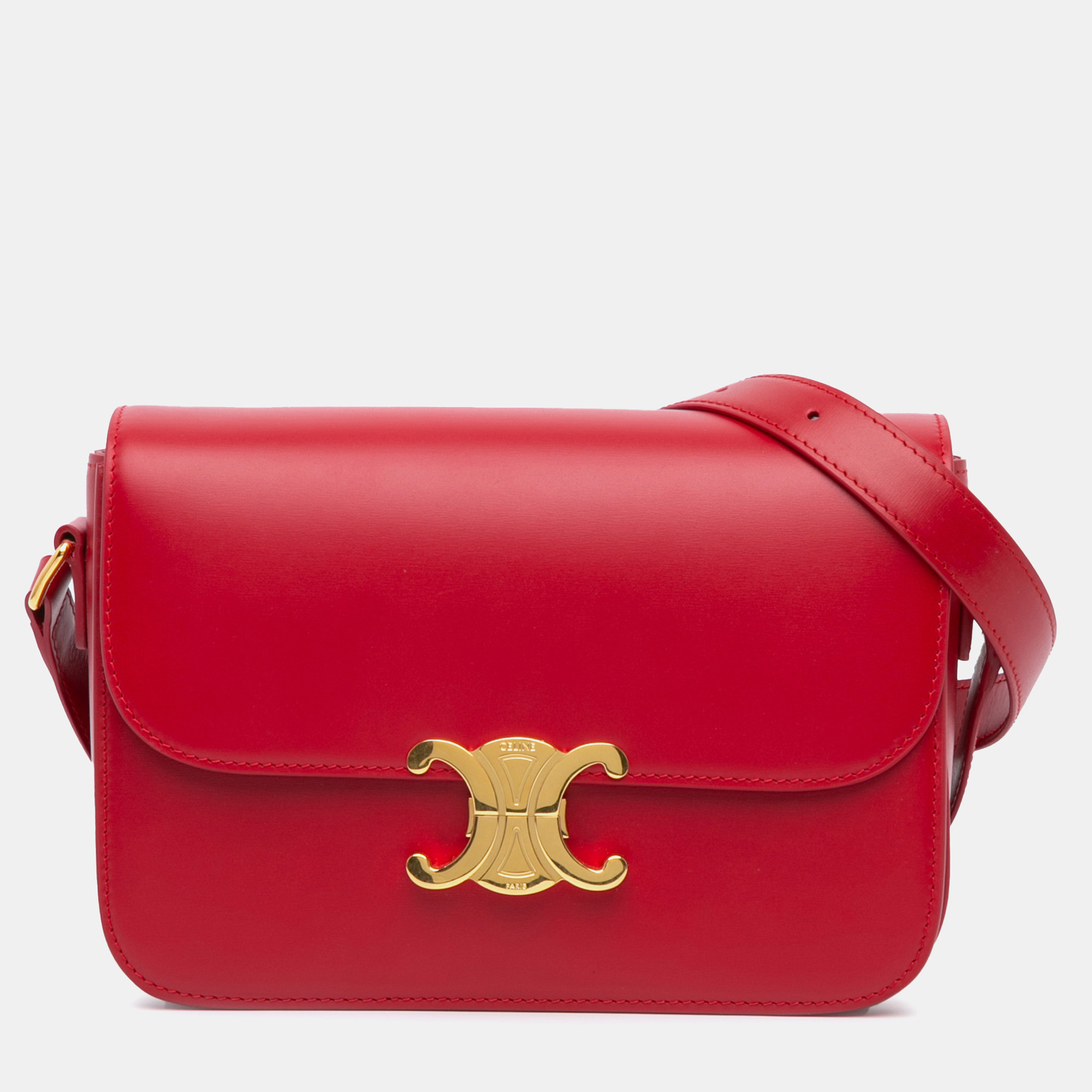 

Celine Red Classique Shiny Calfskin Triomphe Crossbody