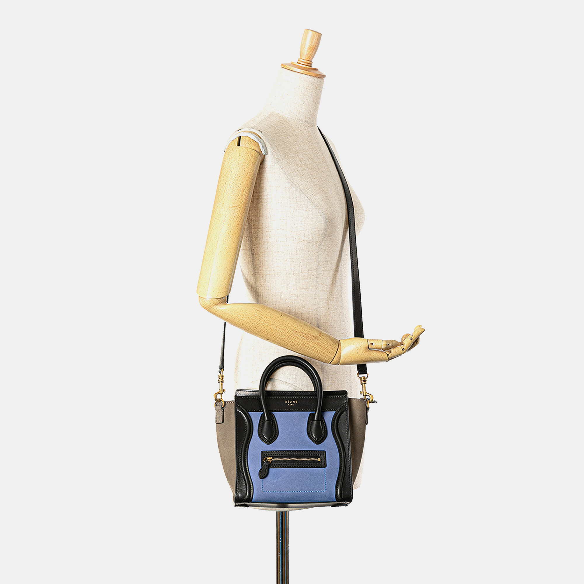 Celine Multicolor Nano Tricolor Leather Luggage Tote 