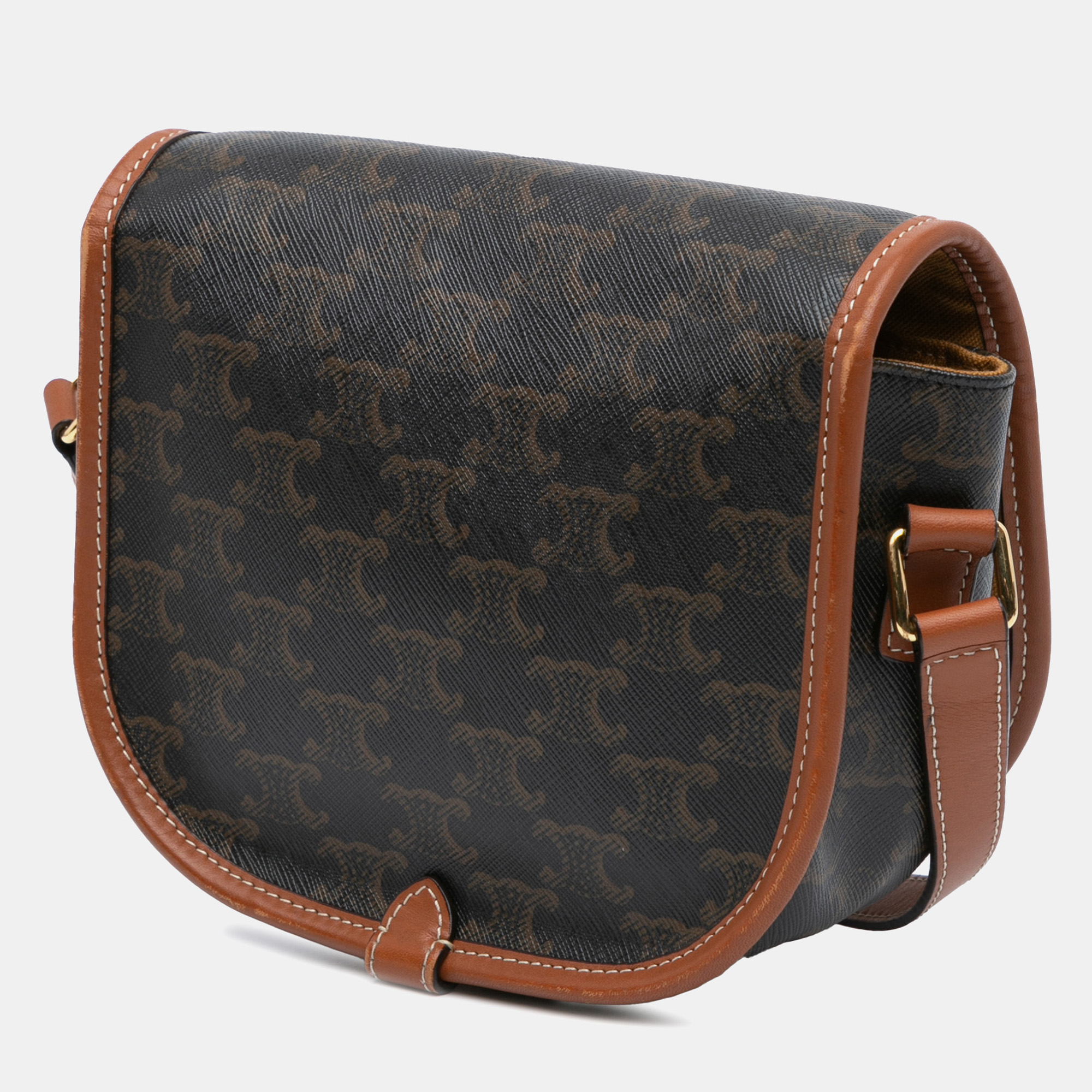Celine Brown Medium Triomphe Coated Canvas Folco Crossbody 