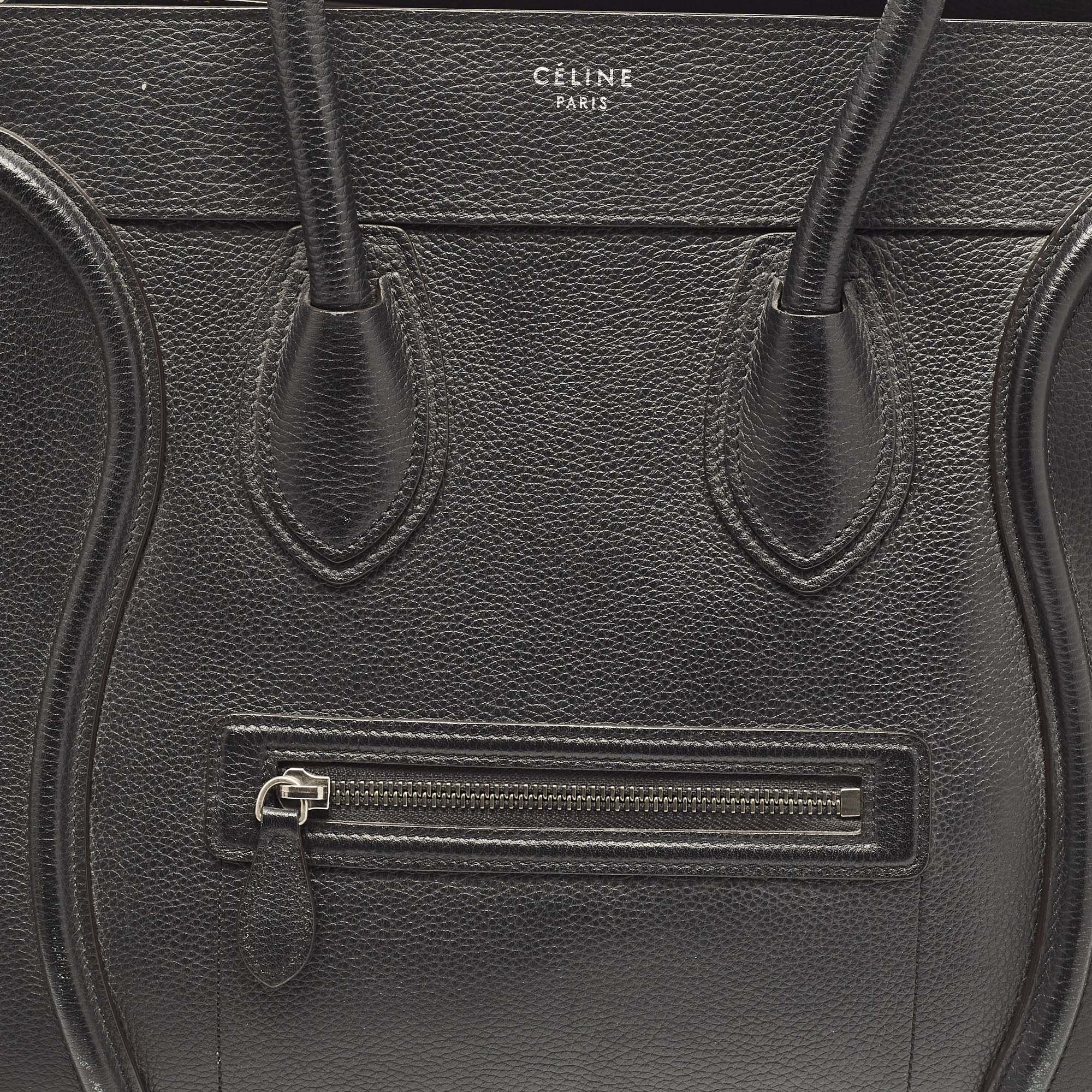Celine Black Leather Mini Luggage Tote 