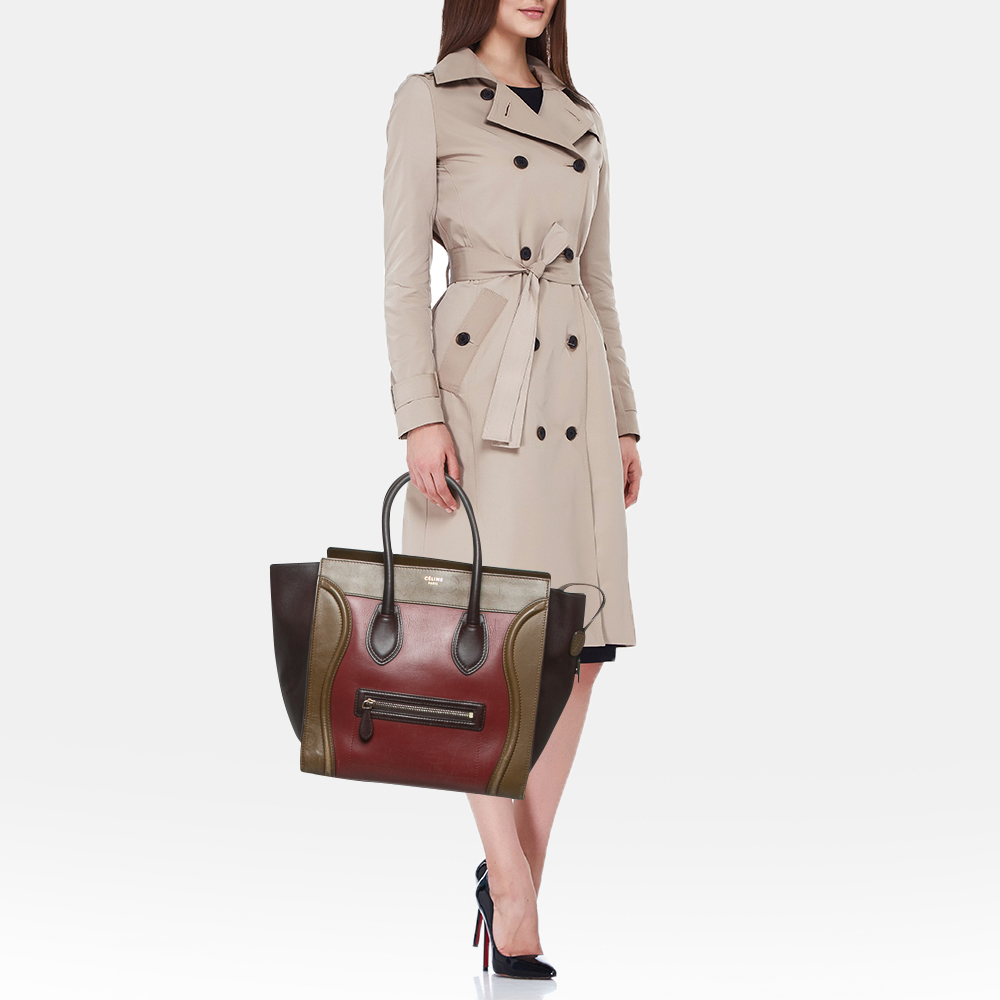 Celine Tricolor Leather Mini Luggage Tote 