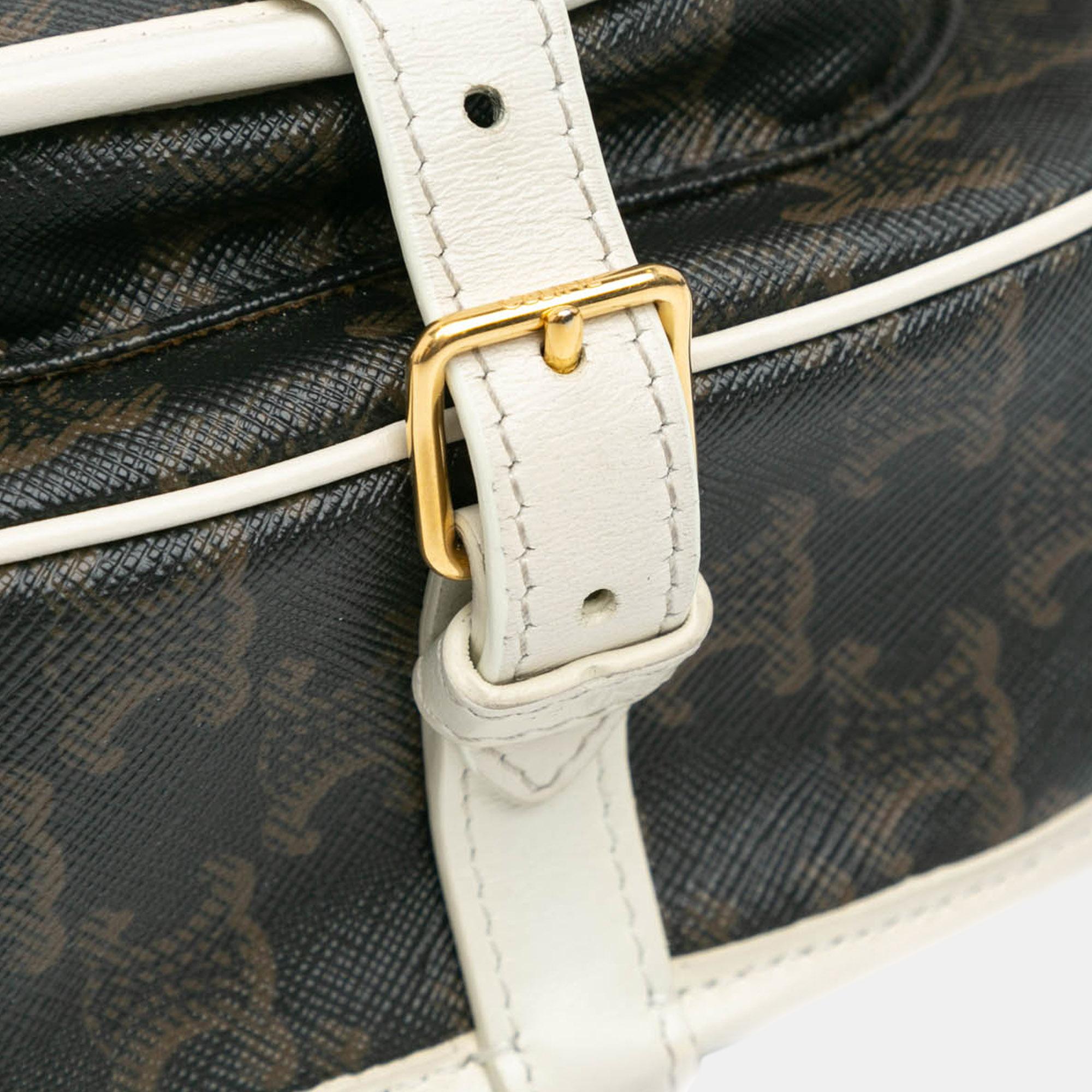 Celine Brown Medium Triomphe Coated Canvas Folco Crossbody 