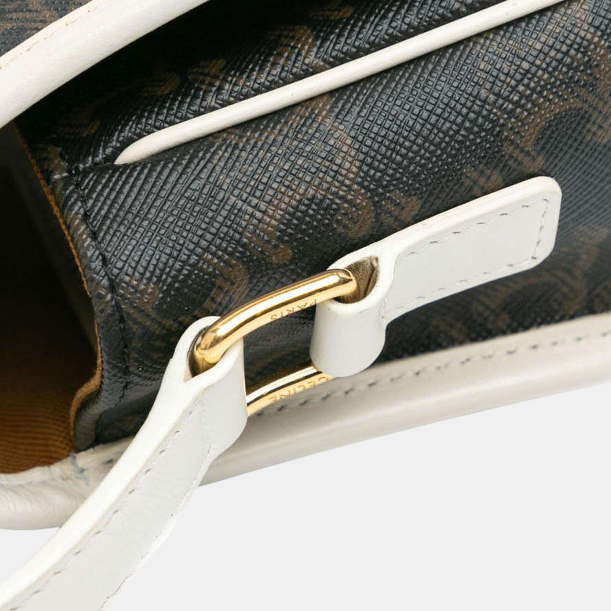 Celine Brown Medium Triomphe Coated Canvas Folco Crossbody 
