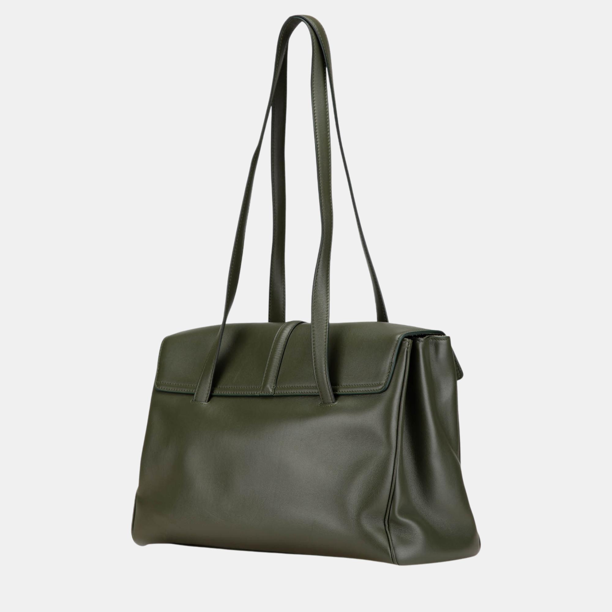 Celine Green Medium Leather Soft 16 Shoulder Bag 