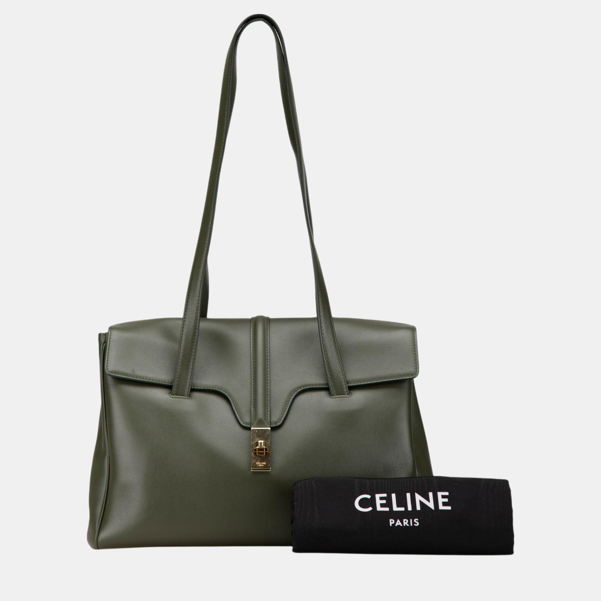 Celine Green Medium Leather Soft 16 Shoulder Bag 