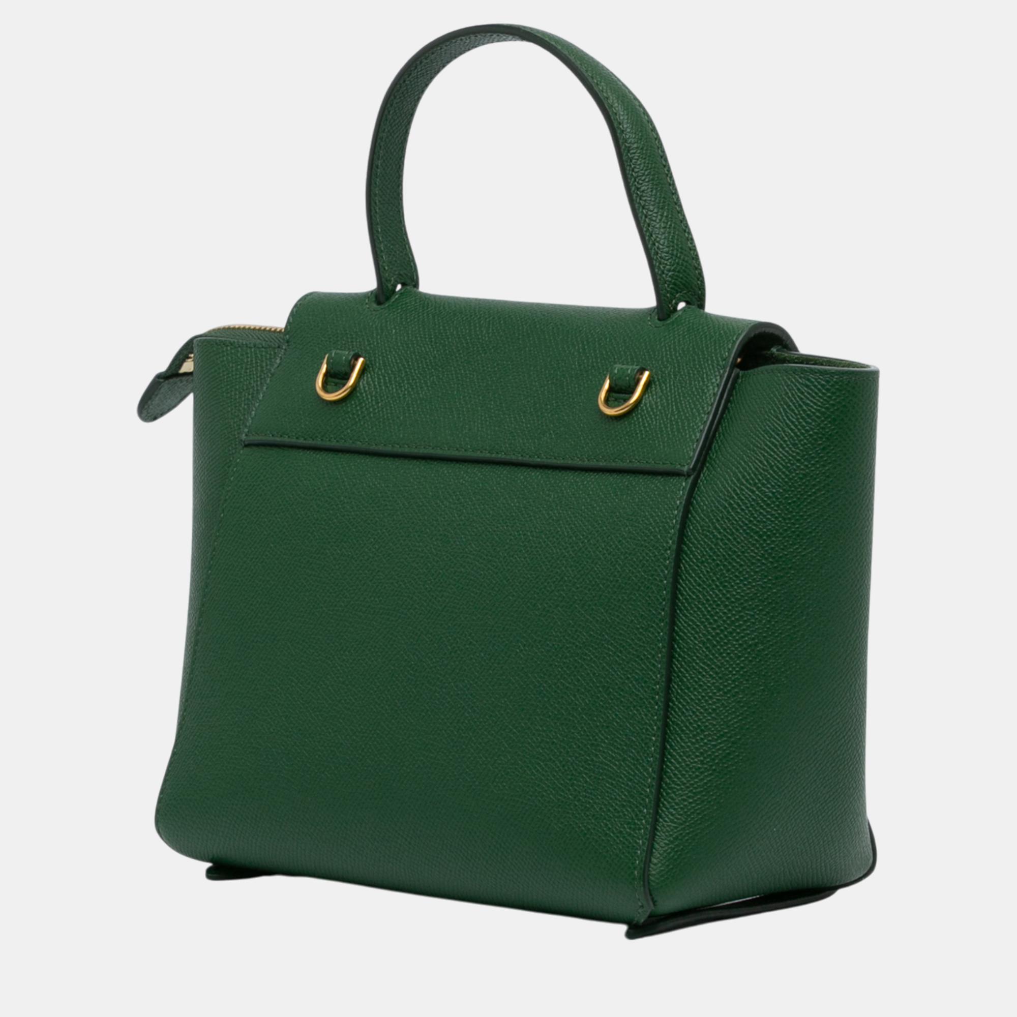 Celine Green Nano Grained Calfskin Belt Bag 