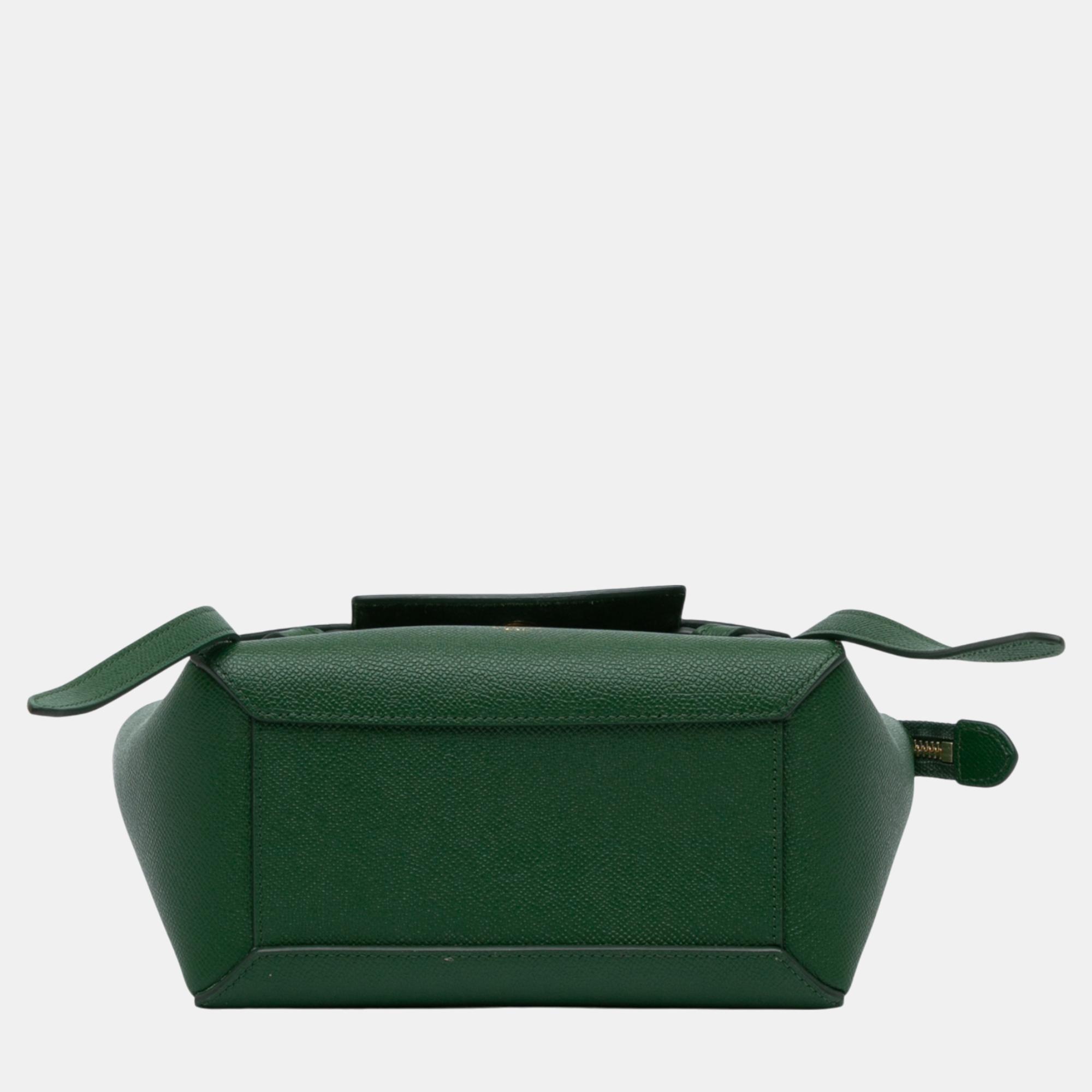 Celine Green Nano Grained Calfskin Belt Bag 