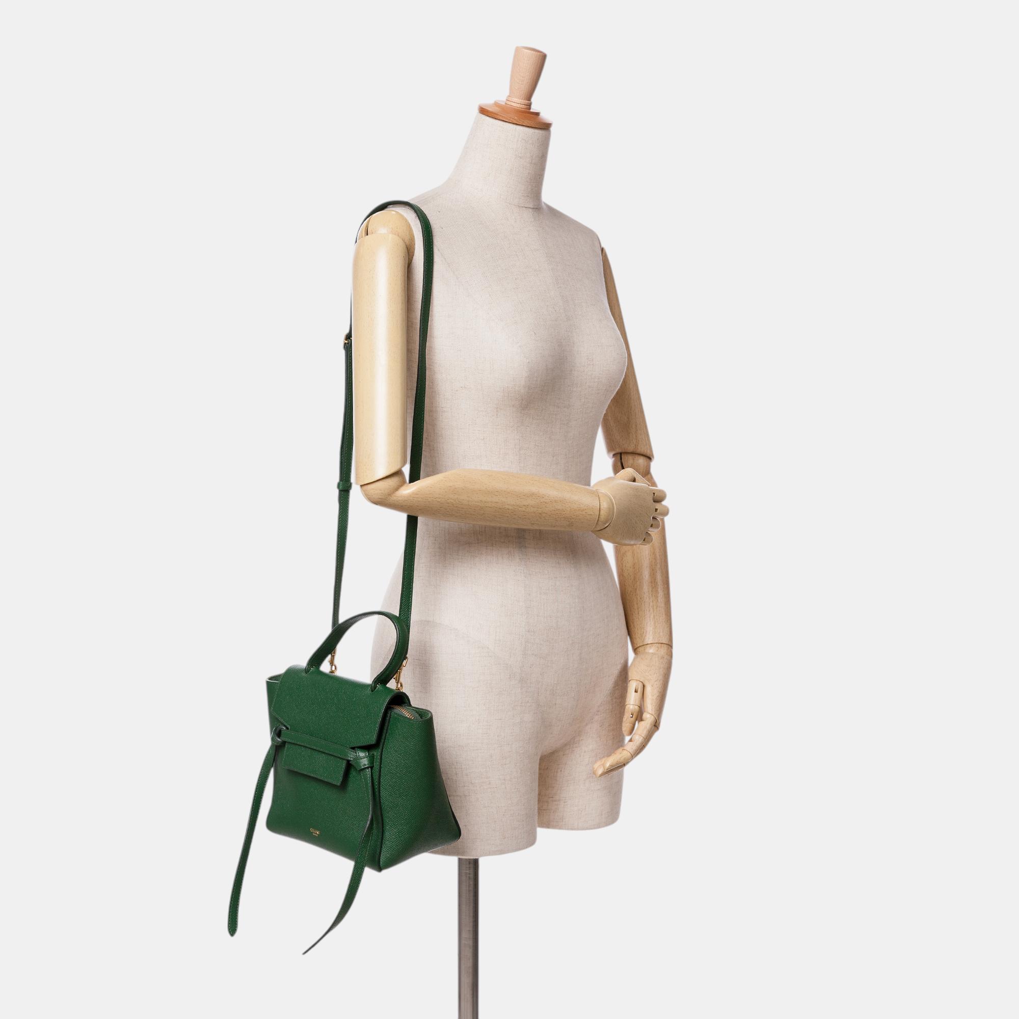Celine Green Nano Grained Calfskin Belt Bag 