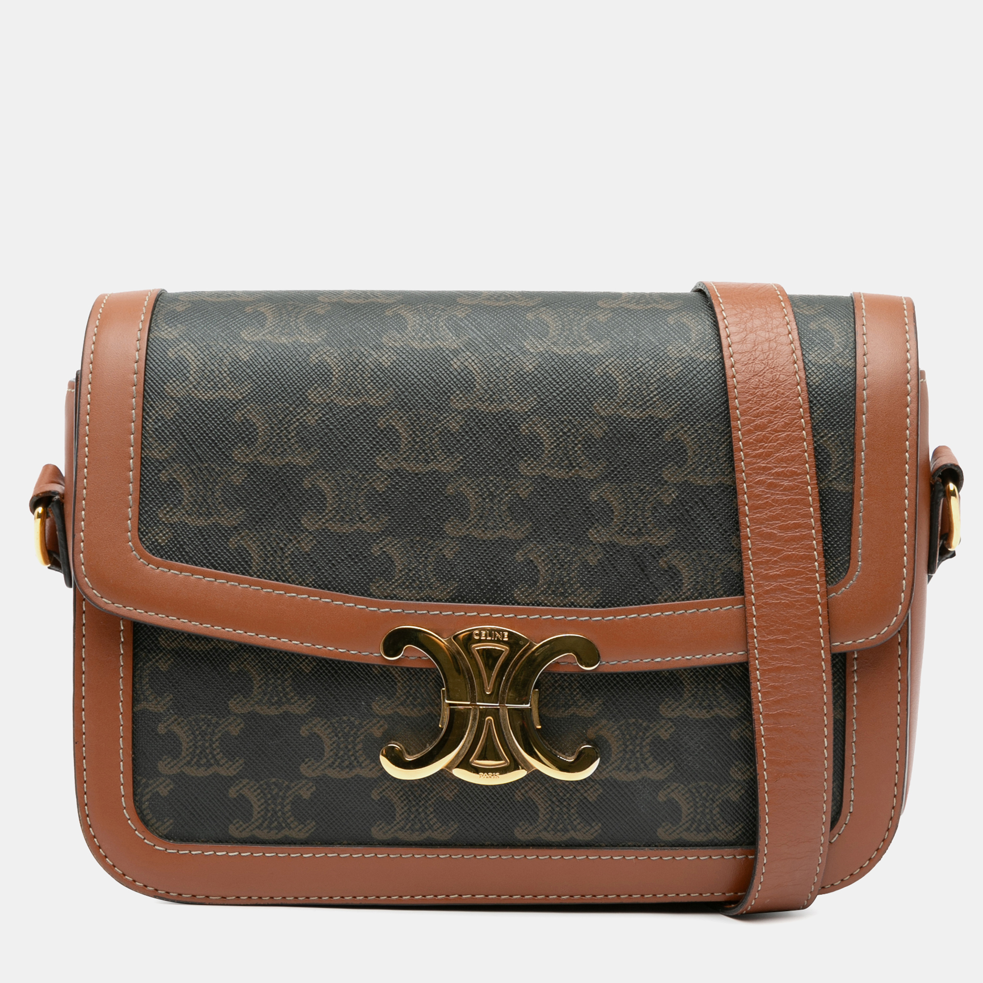 

Celine Brown Teen Coated Canvas Triomphe Crossbody