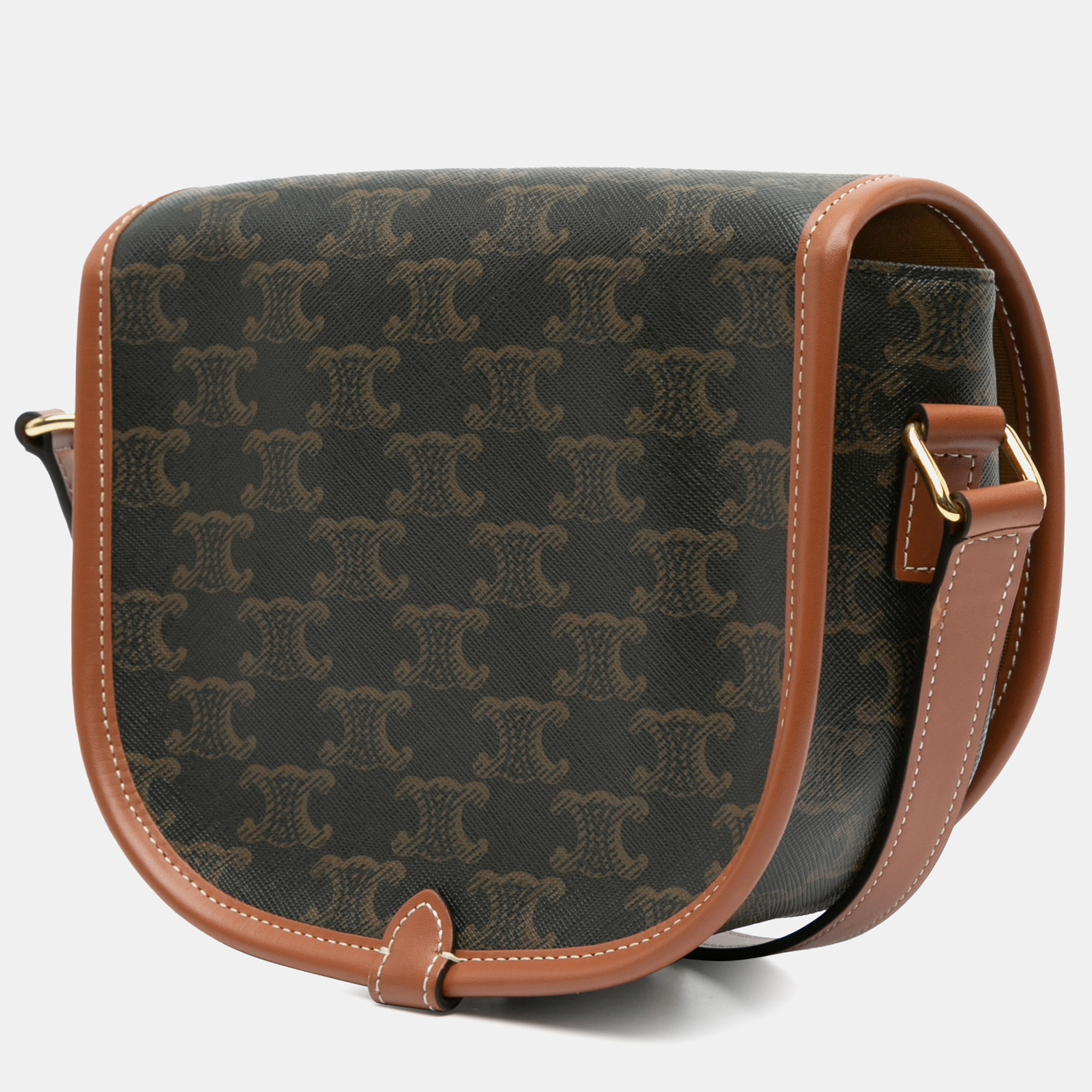 Celine Brown Medium Triomphe Coated Canvas Folco Crossbody 