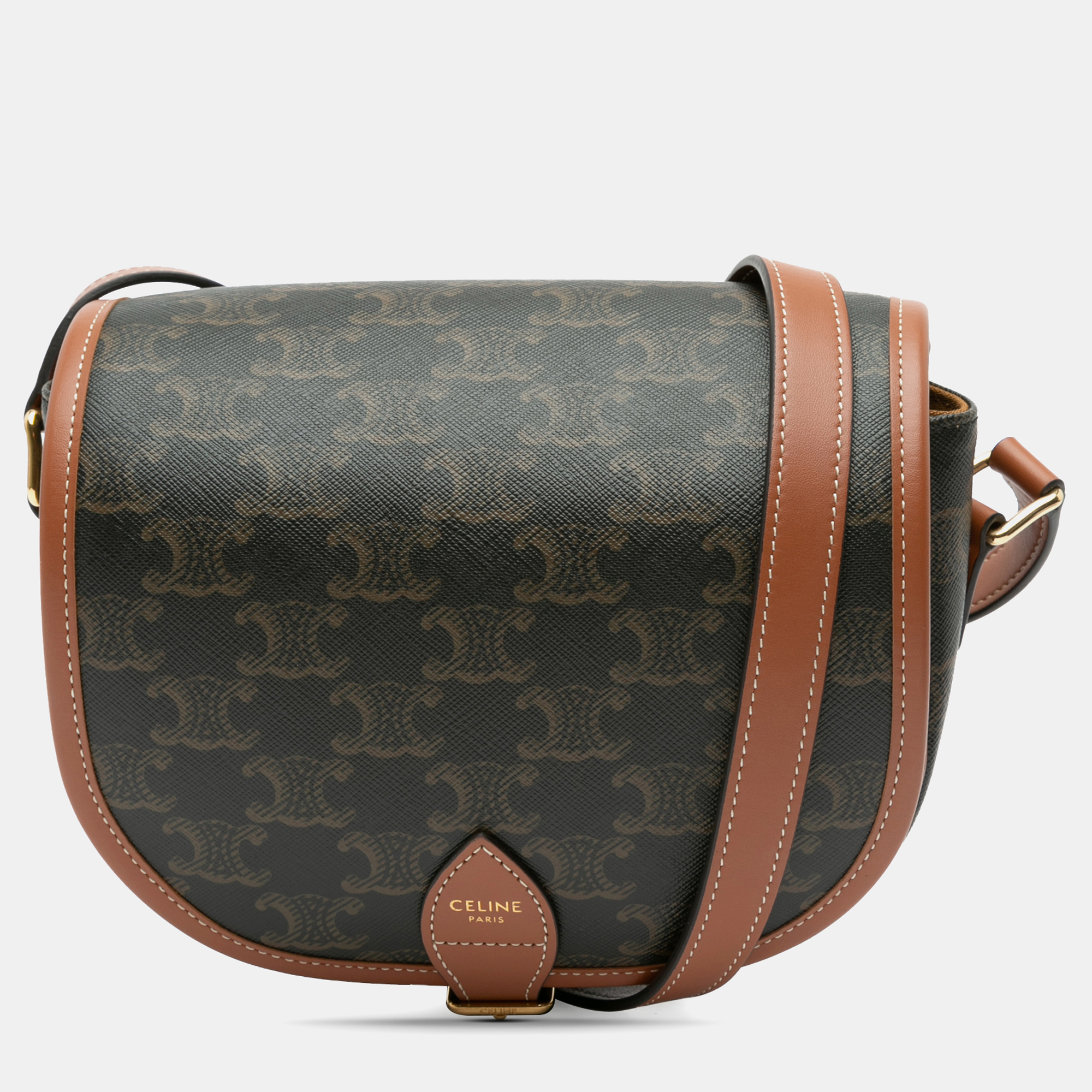 

Celine Brown Medium Triomphe Coated Canvas Folco Crossbody