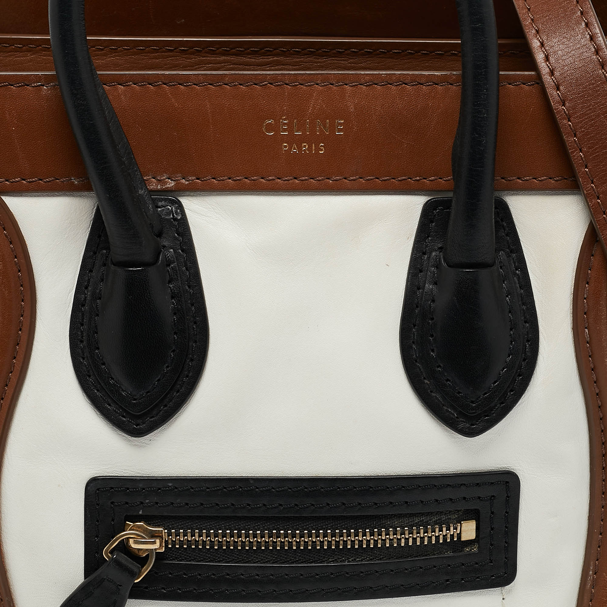 Celine Tricolor Leather Nano Luggage Tote 