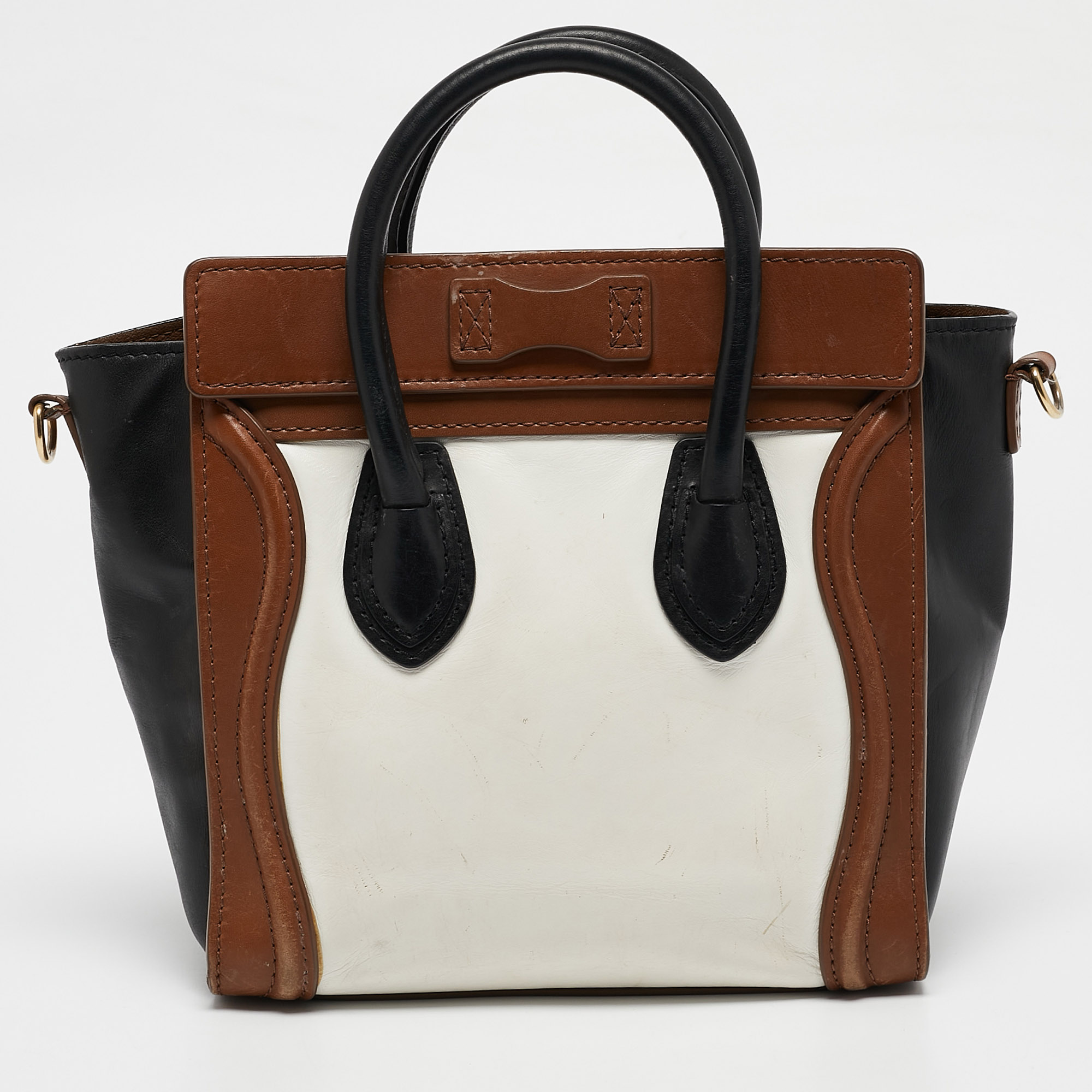 Celine Tricolor Leather Nano Luggage Tote 
