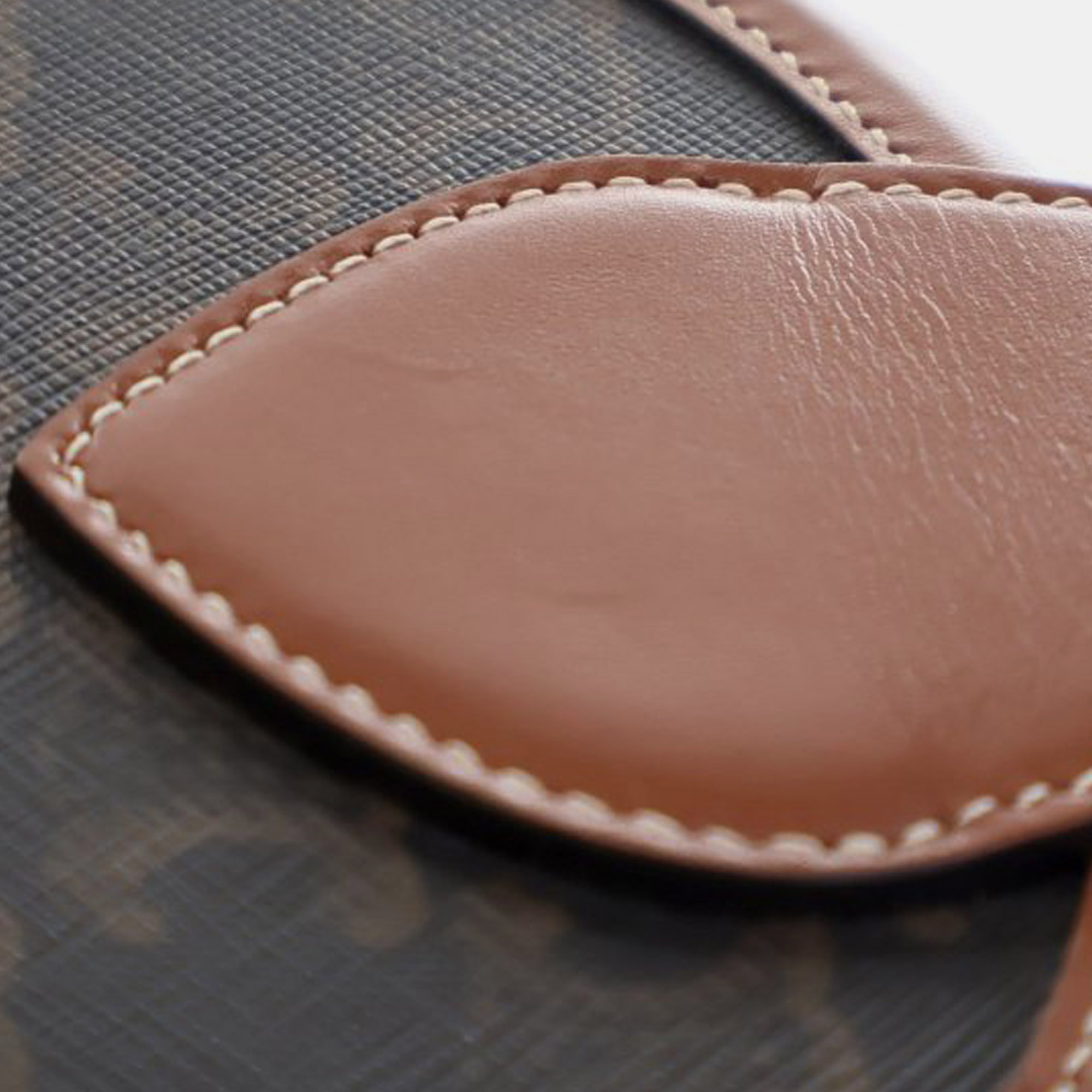 Celine Brown Medium Triomphe Coated Canvas Tambour Crossbody 
