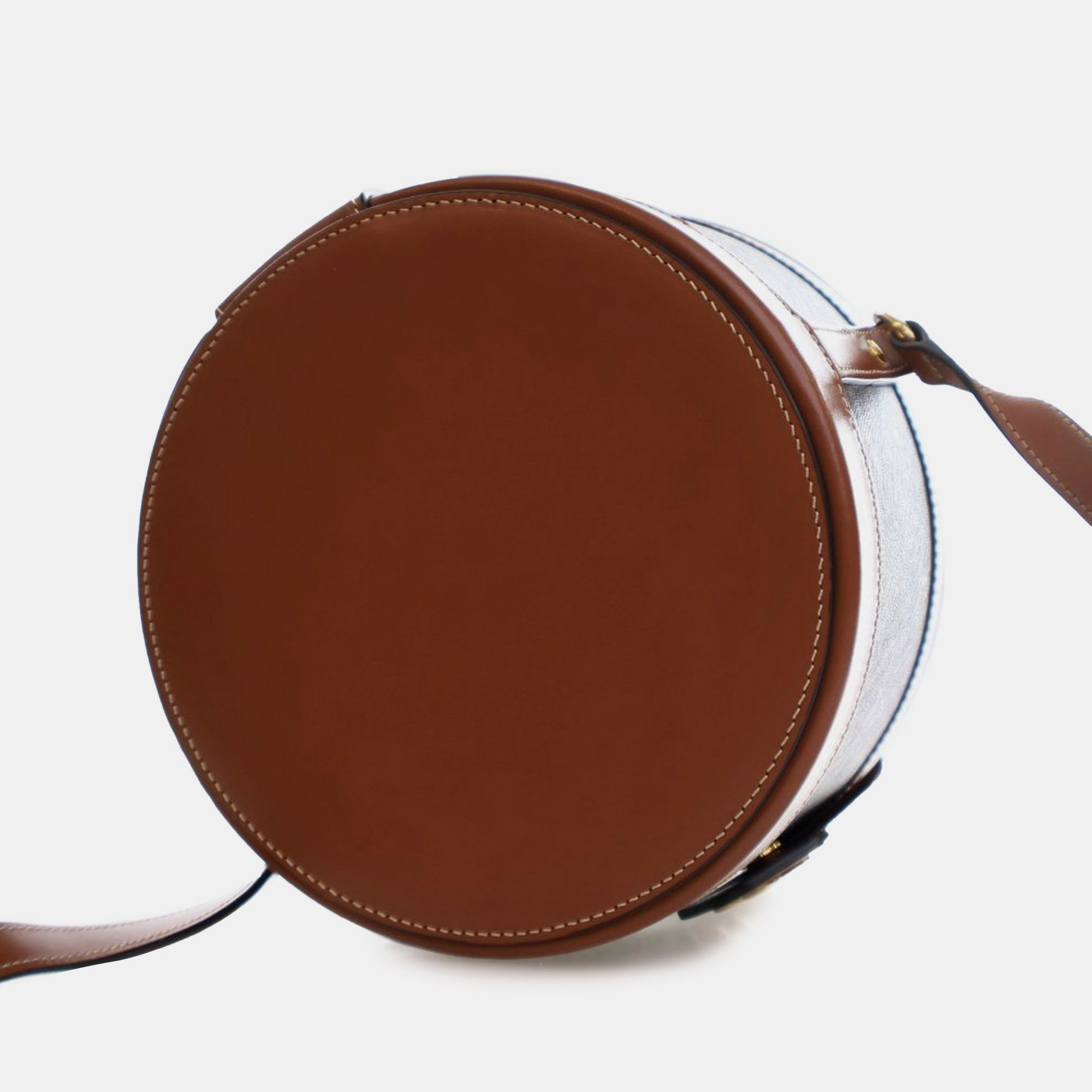 Celine Brown Medium Triomphe Coated Canvas Tambour Crossbody 