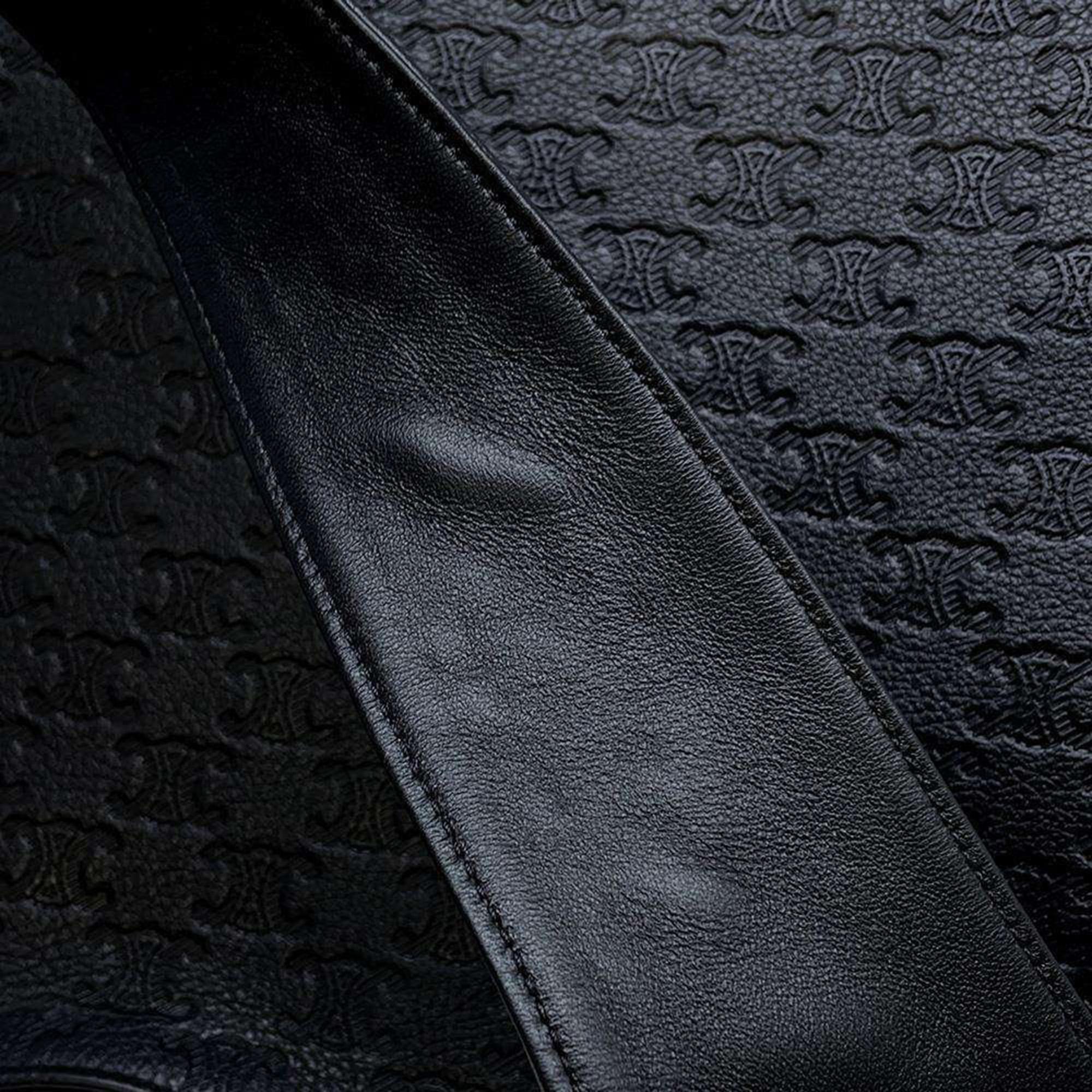 Celine Black Calf Leather Triomphe Shopper Cabas Tote Bag 