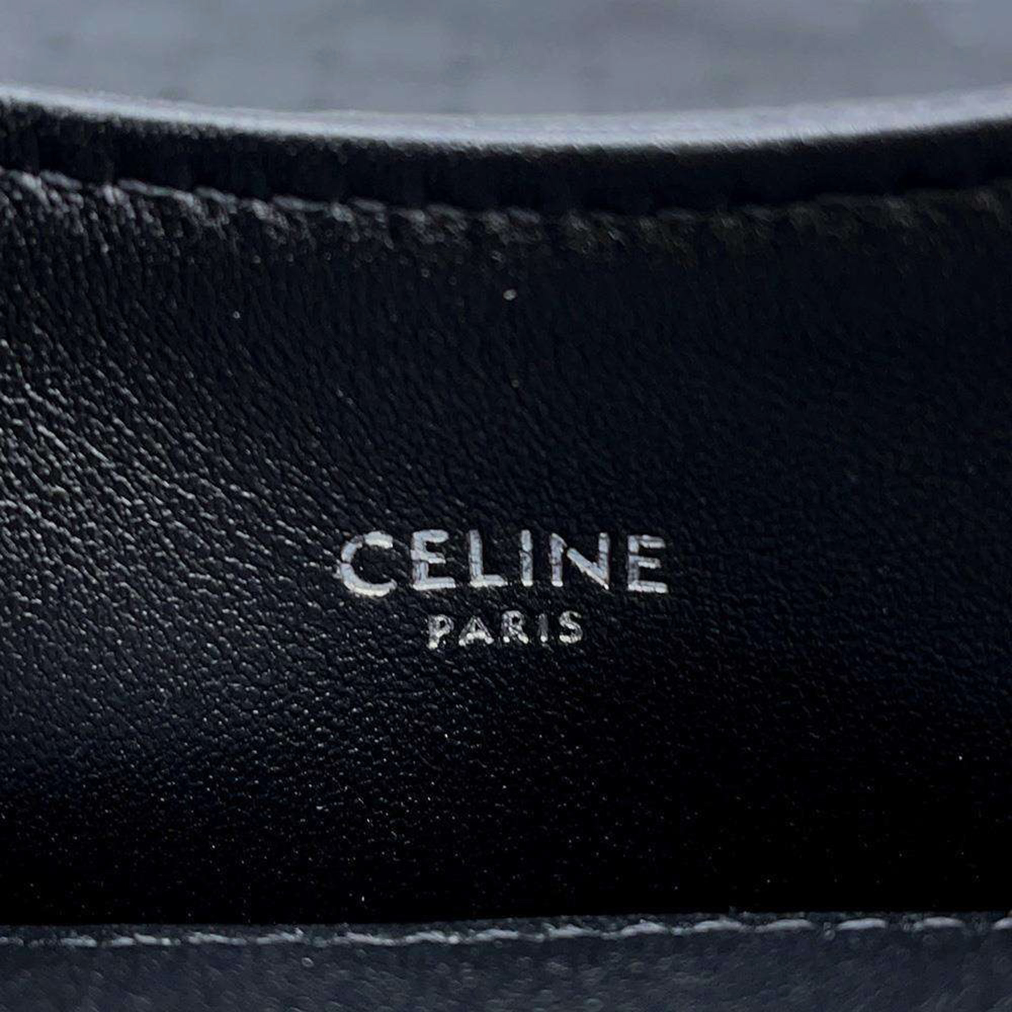 Celine Black Calf Leather Triomphe Shopper Cabas Tote Bag 