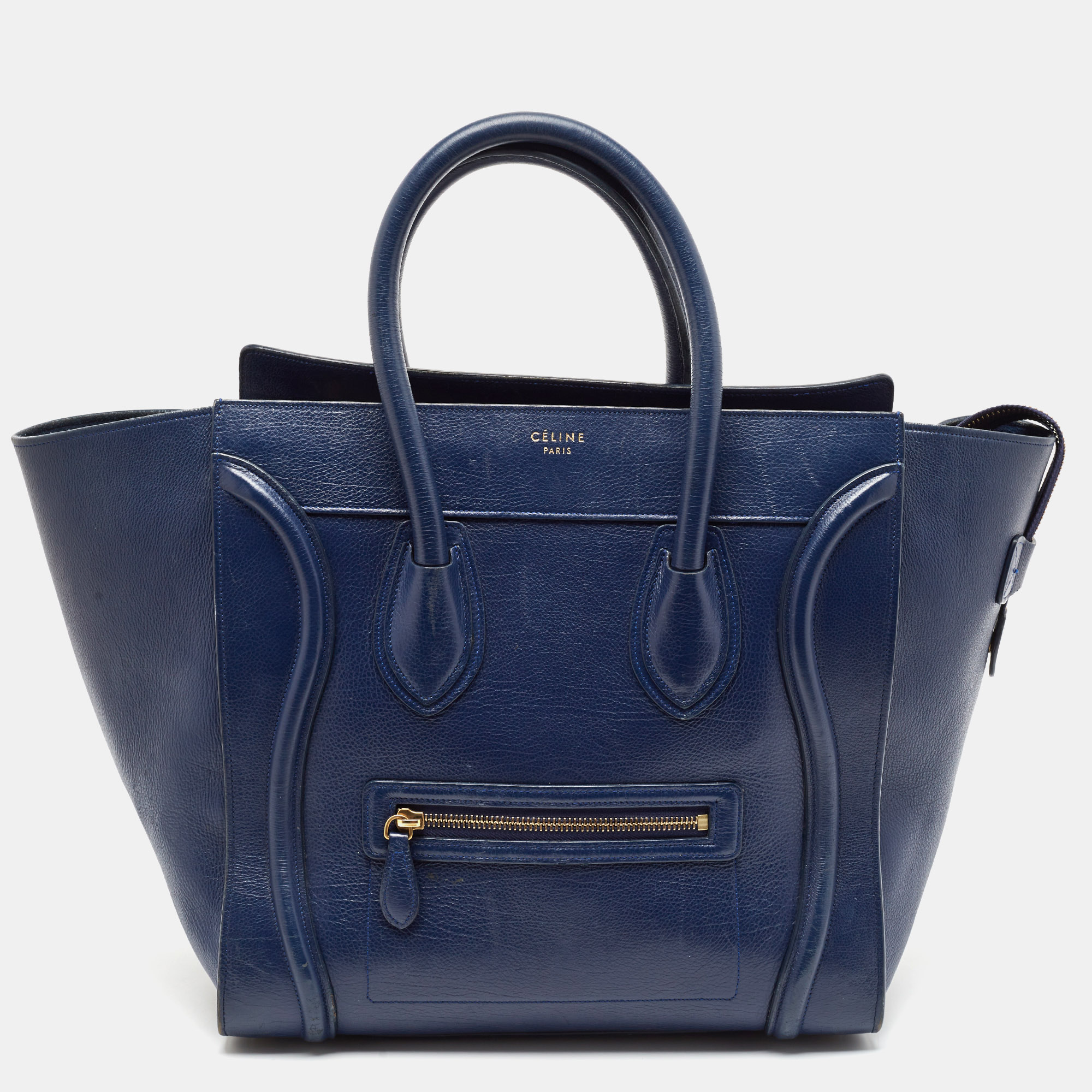 

Celine Navy Blue Leather Mini Luggage Tote