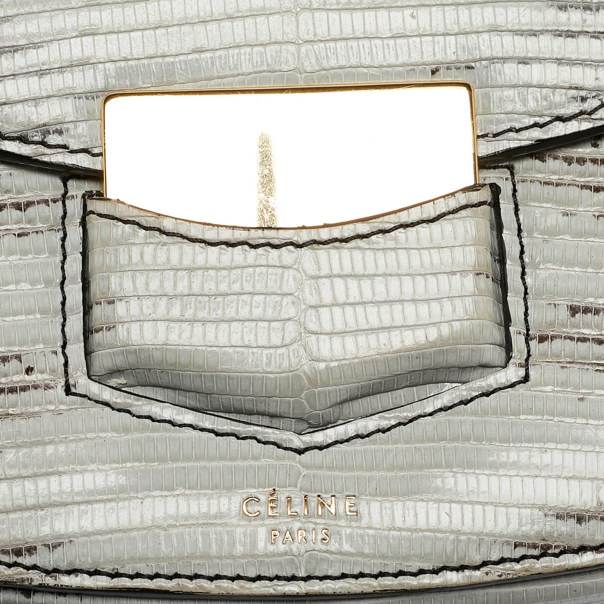 Celine Light Blue/Beige Lizard Small Trotteur Crossbody Bag 